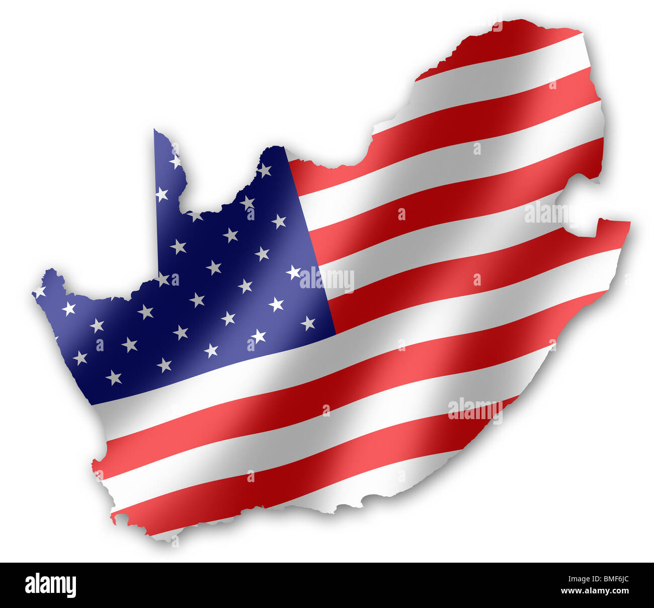Mappa del Sud Africa con la bandiera americana inset, per la Coppa del Mondo FIFA 2010 Football Foto Stock