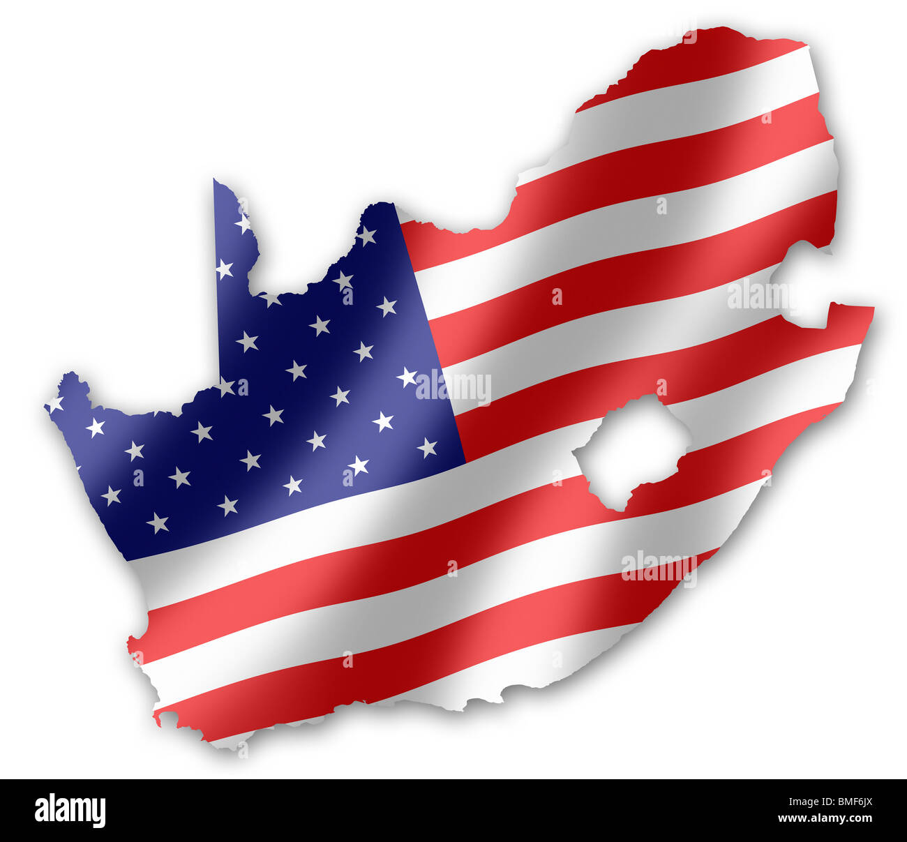 Mappa del Sud Africa con la bandiera americana inset, per la Coppa del Mondo FIFA 2010 Football Foto Stock