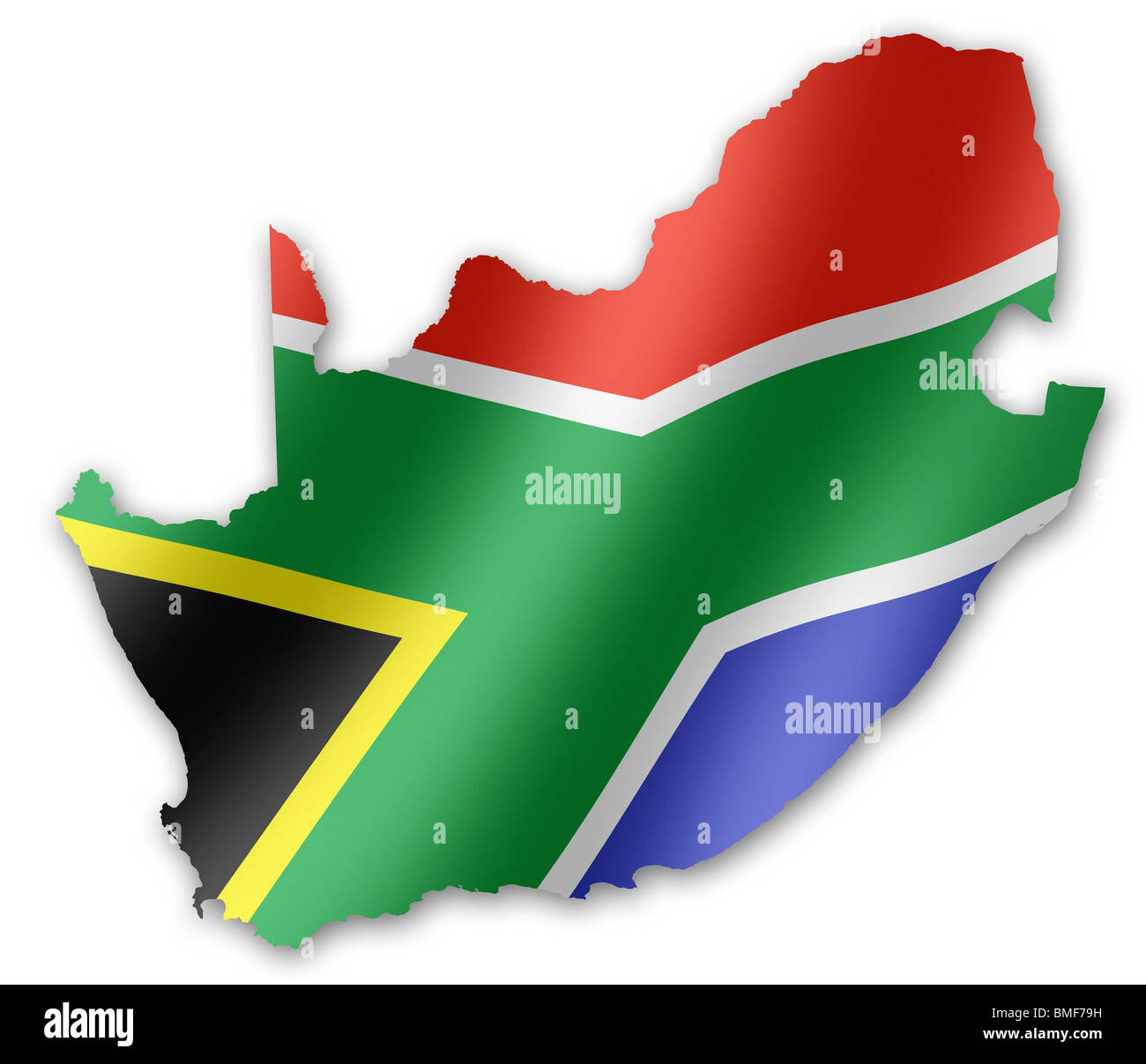 Mappa del Sud Africa con il sudafricano bandiera inset, per la Coppa del Mondo FIFA 2010 Football Foto Stock