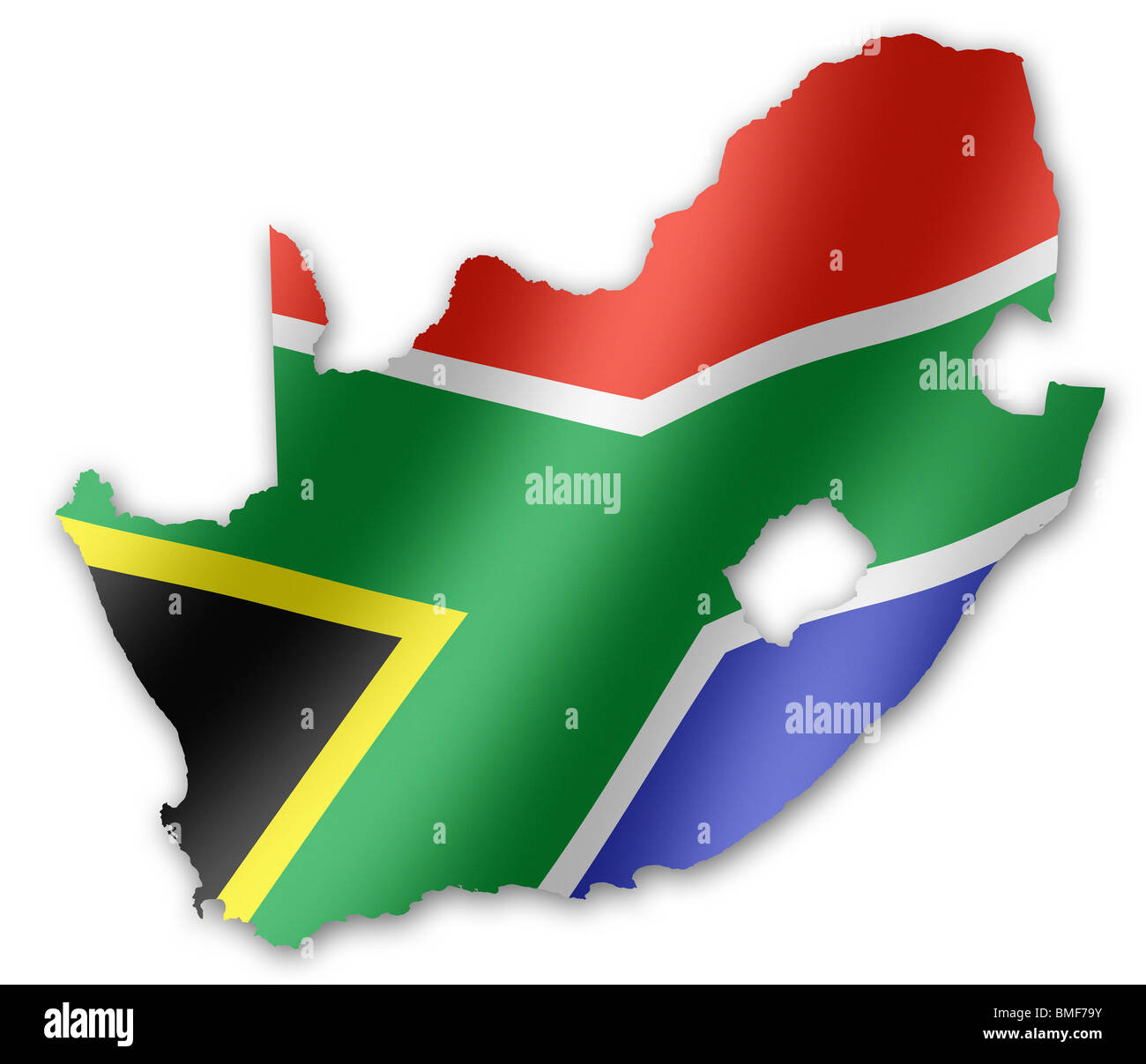 Mappa del Sud Africa con il sudafricano bandiera inset, per la Coppa del Mondo FIFA 2010 Football Foto Stock
