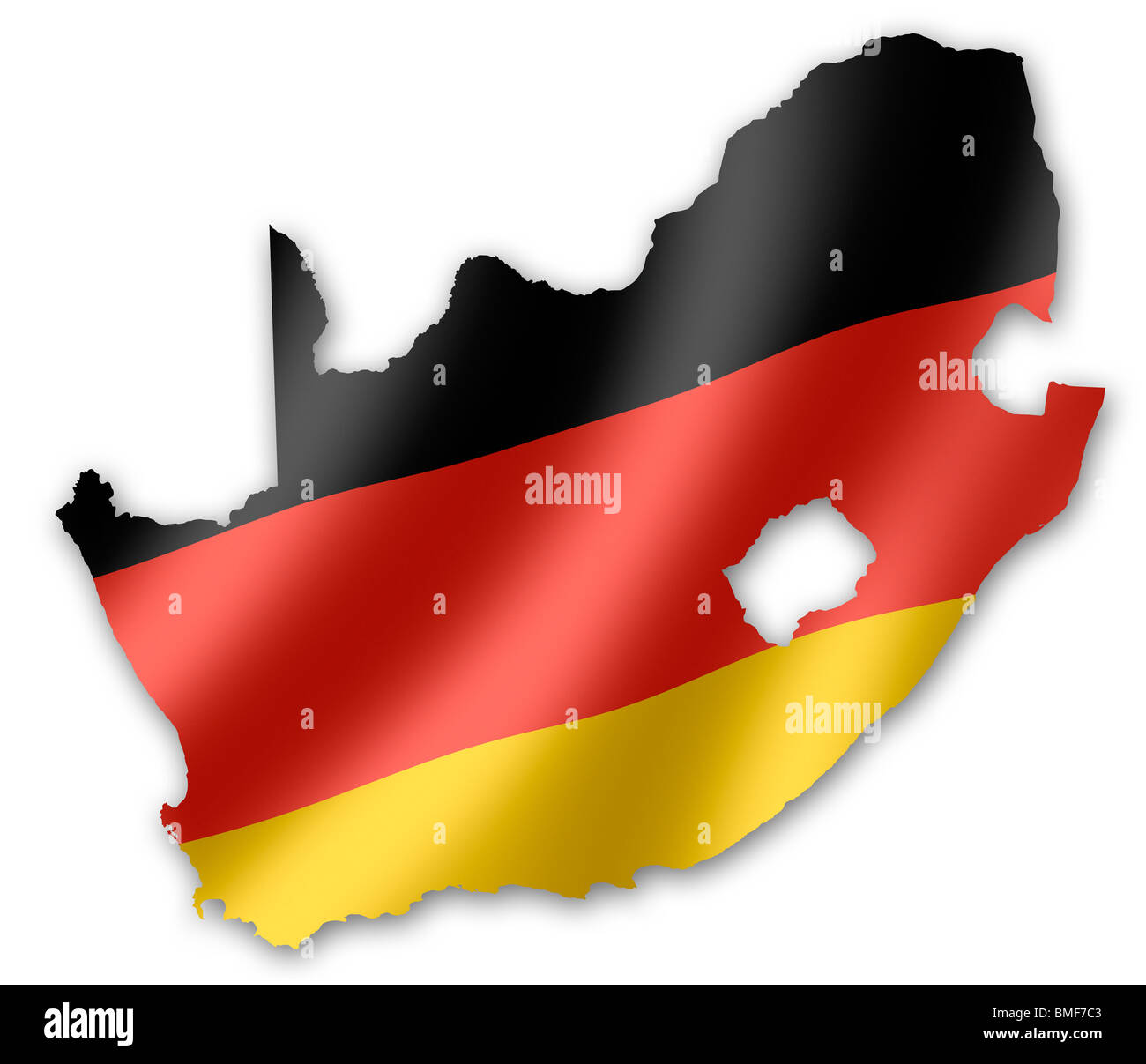 Mappa del Sud Africa con la bandiera tedesca inset, per la Coppa del Mondo FIFA 2010 Football Foto Stock