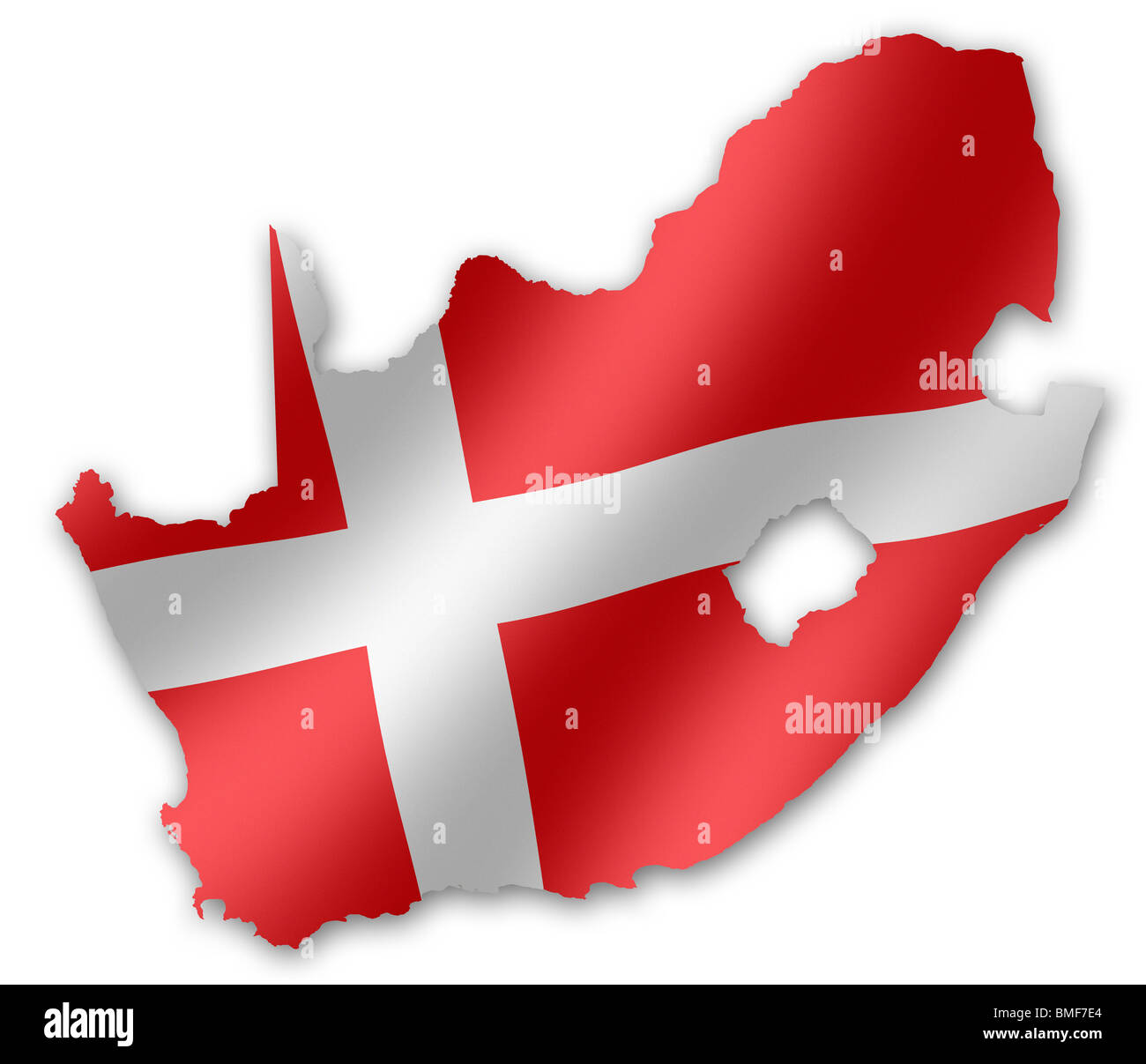 Mappa del Sud Africa con la bandiera danese inset, per la Coppa del Mondo FIFA 2010 Football Foto Stock