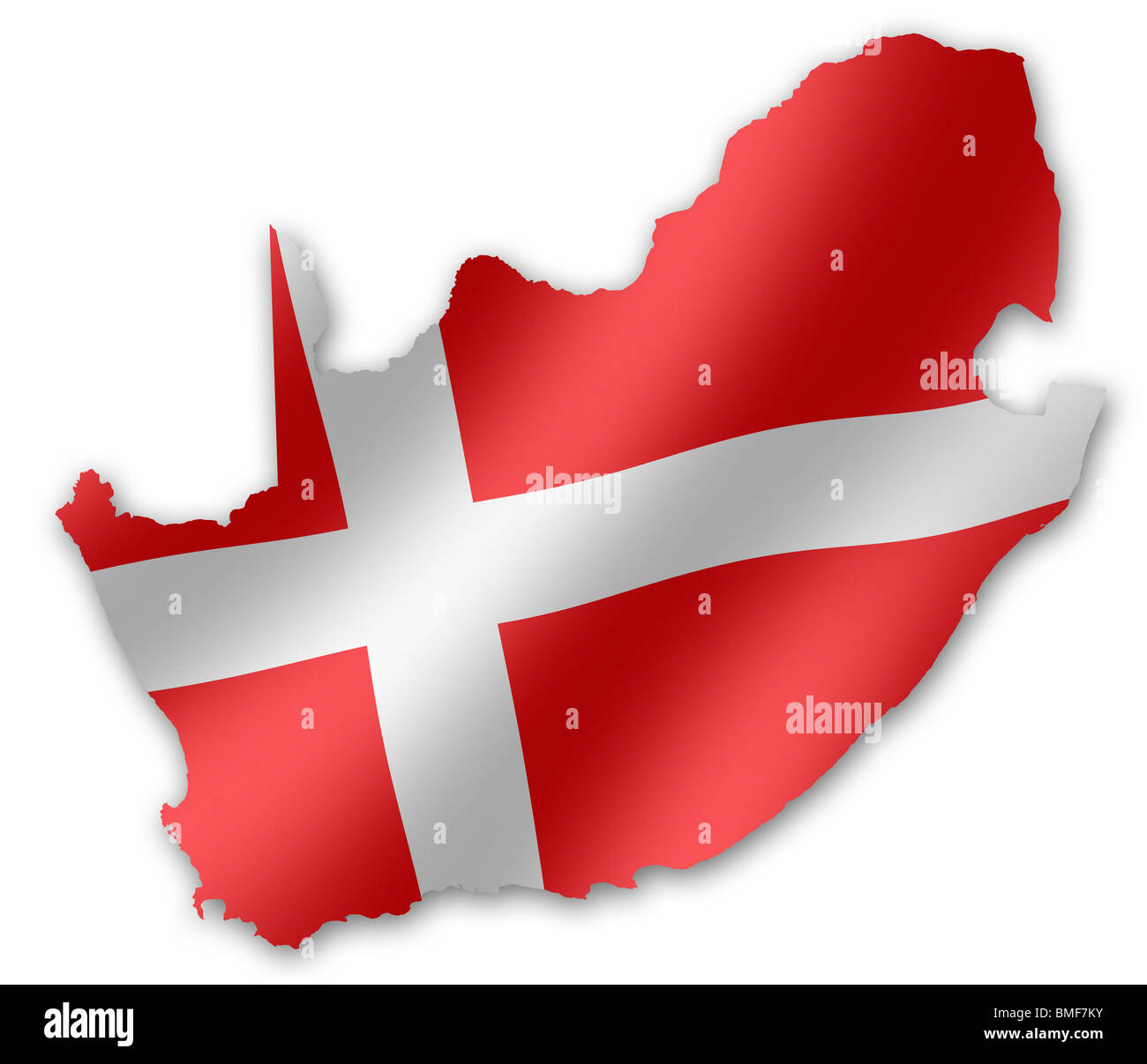 Mappa del Sud Africa con la bandiera danese inset, per la Coppa del Mondo FIFA 2010 Football Foto Stock
