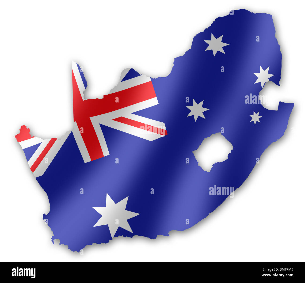 Mappa del Sud Africa con la bandiera australiana inset, per la Coppa del Mondo FIFA 2010 Football Foto Stock