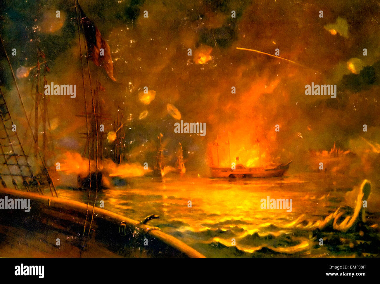 Il bombardamento di Port Hudson - Battaglia Navale durante gli Stati Uniti la guerra civile, 1863 Foto Stock