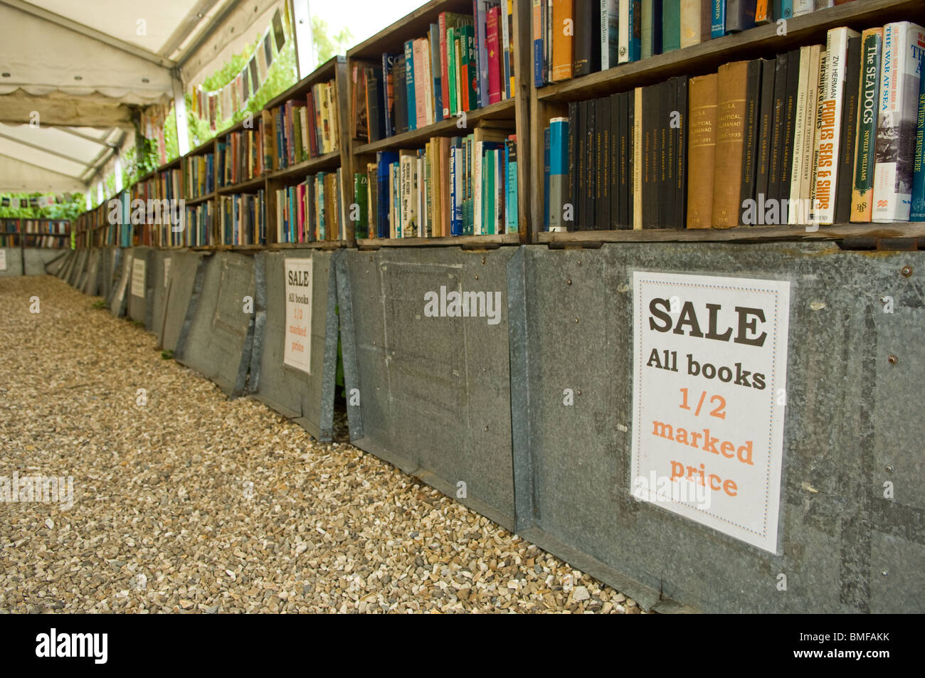 Libri in vendita presso la Hay on Wye book festival Foto Stock