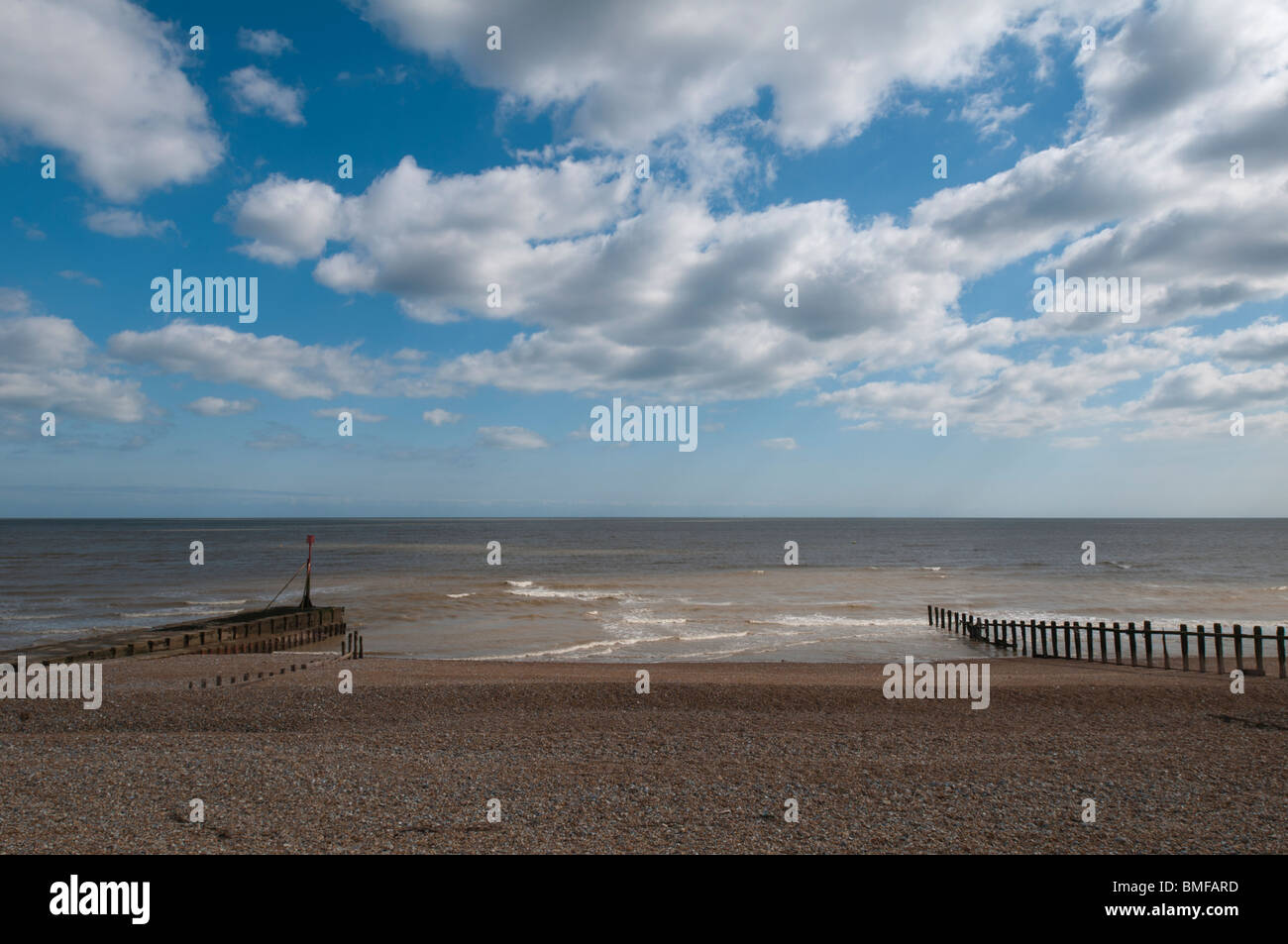 Regno Unito Inghilterra - Spiaggia di Pevensey Bay. Foto Stock