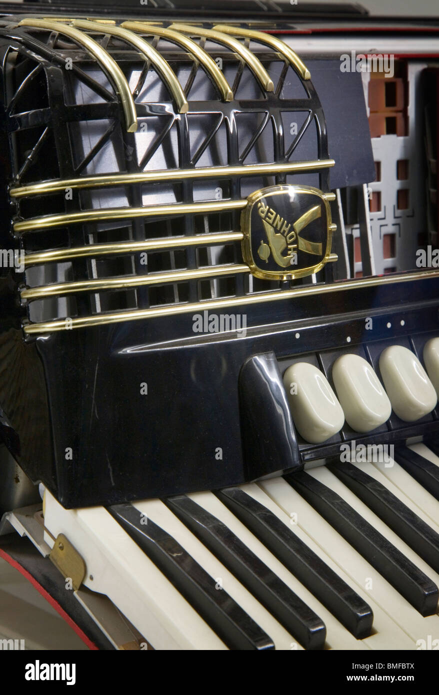 Dettagli della fisarmonica Hohner di tastiera Foto Stock