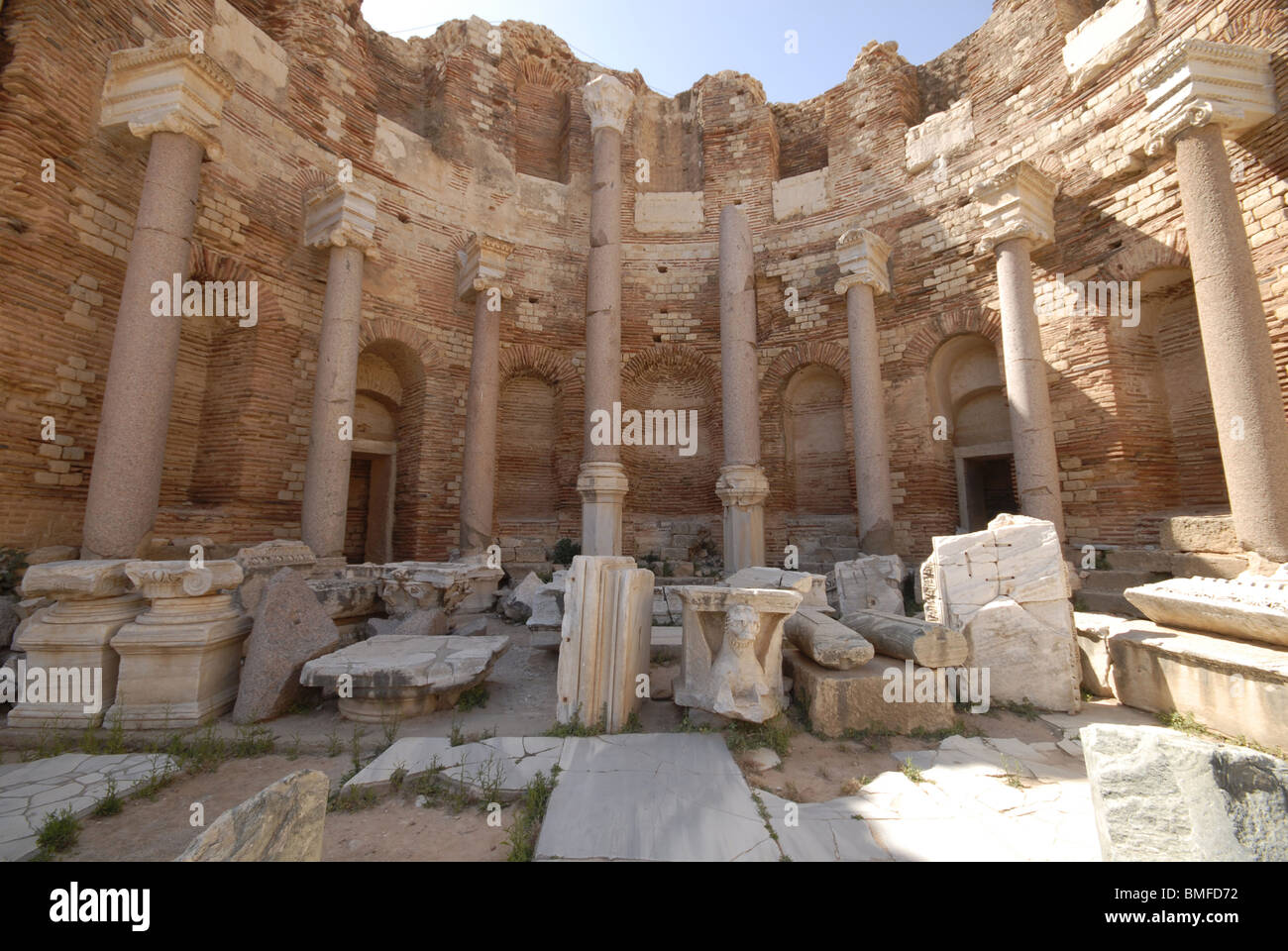 Leptis Magna rovine,la Libia, Nord Africa Foto Stock