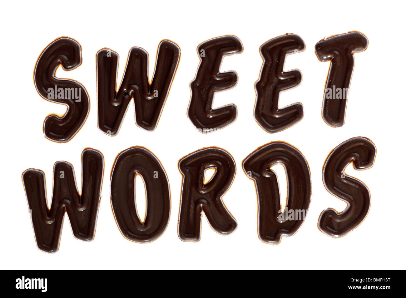 Dolci parole scritte al cioccolato Foto Stock