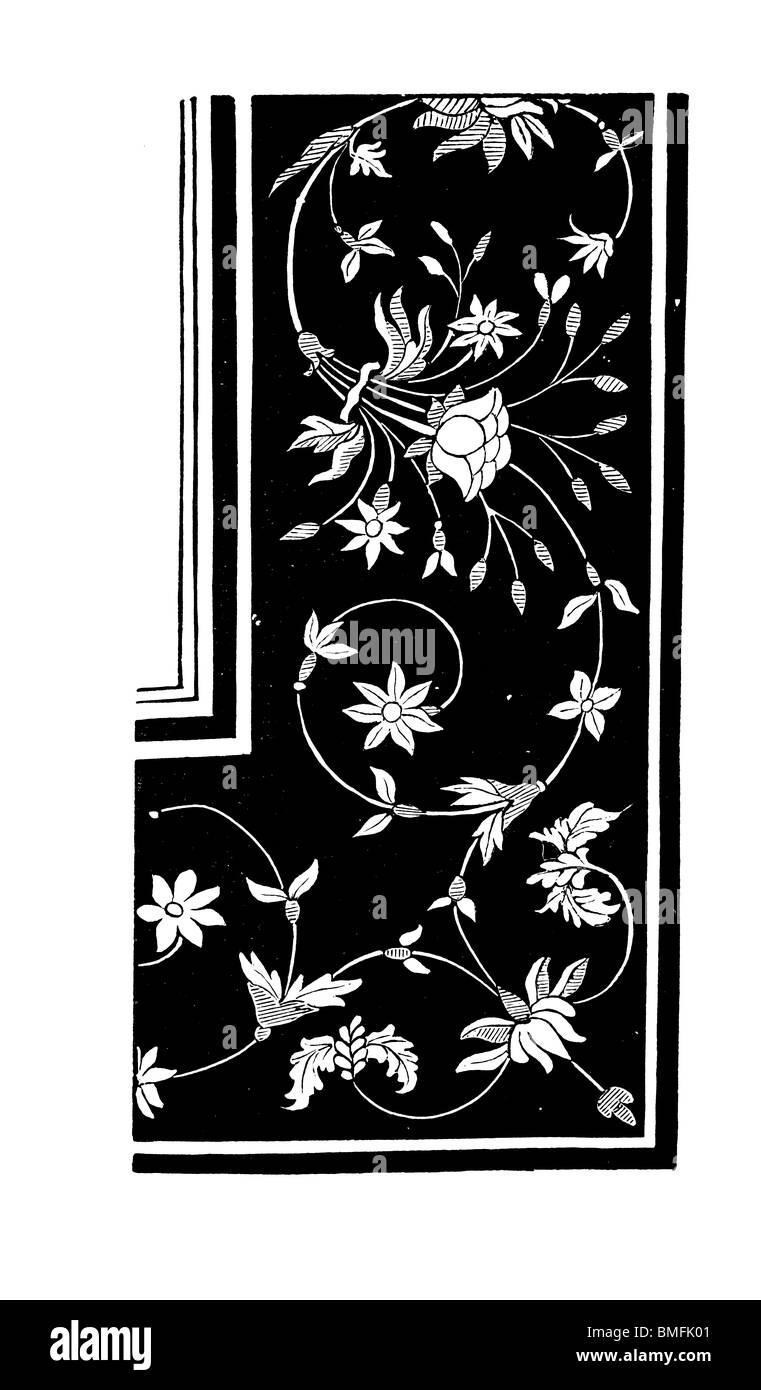 In bianco e nero di taglio per incisione fuori isolato su bianco. Illustrazione di un oggetto d'arte esposta presso la grande esposizione di Londra 1851. Foto Stock