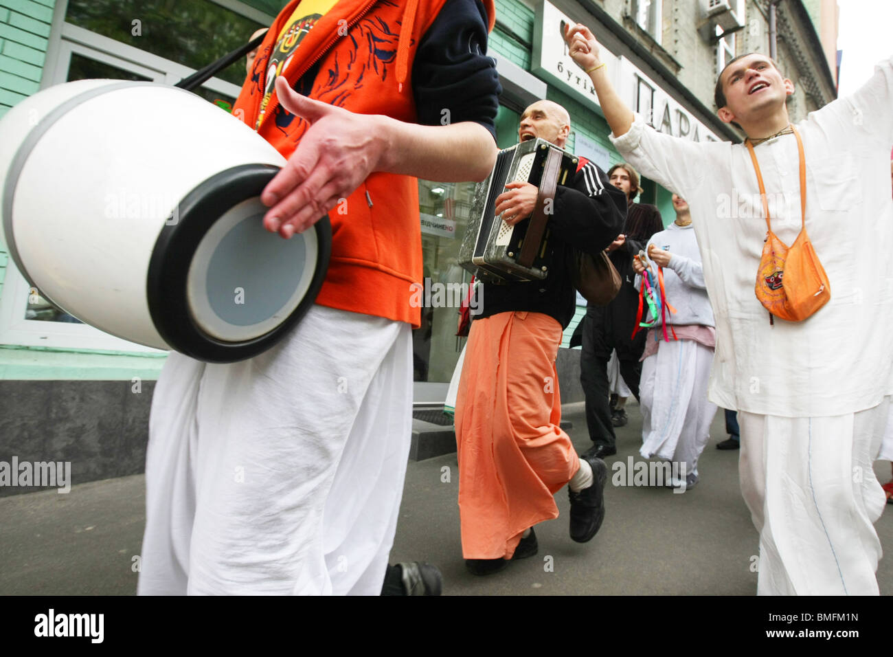 Hare Krishna seguaci Foto Stock