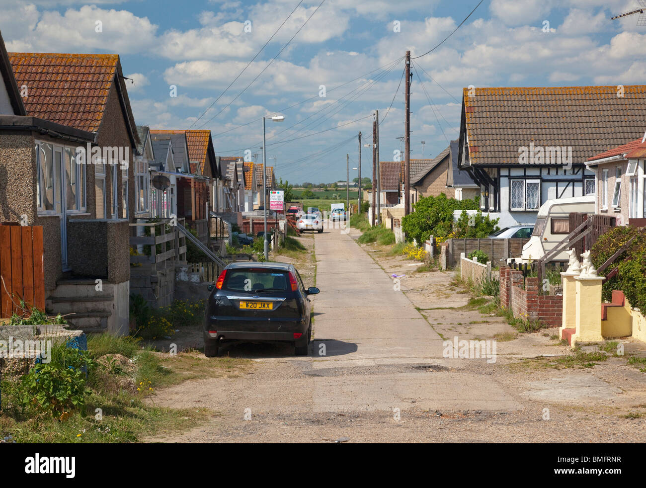 Case in Jaywick Sands in Essex, Regno Unito Foto Stock