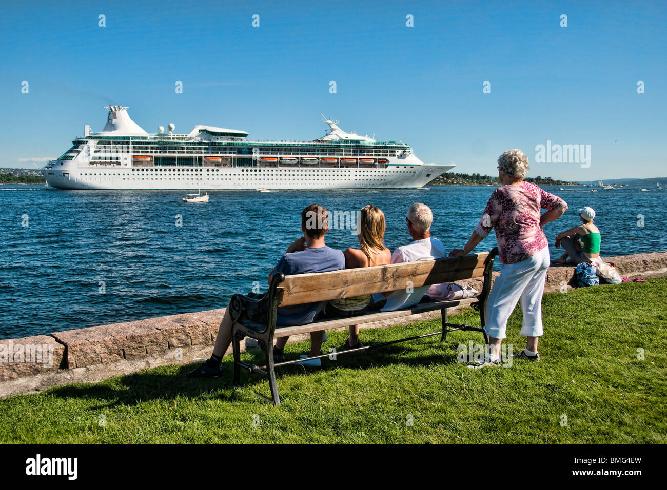 Nave da crociera nel porto di Oslo, Norvegia Foto Stock