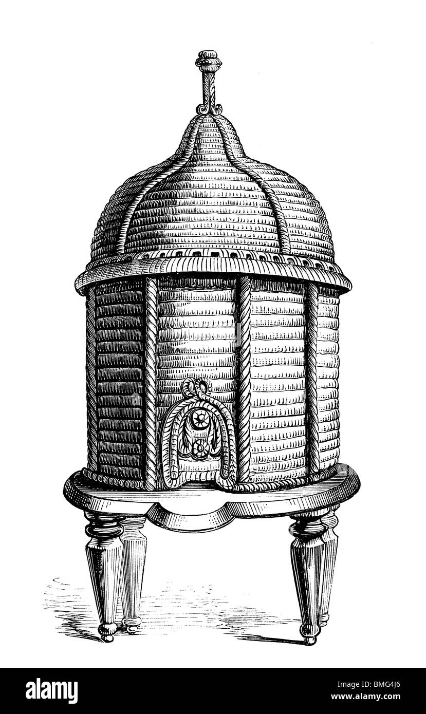 In bianco e nero di taglio per incisione fuori isolato su bianco. Illustrazione di un oggetto d'arte esposta presso la grande esposizione di Londra 1851. Foto Stock