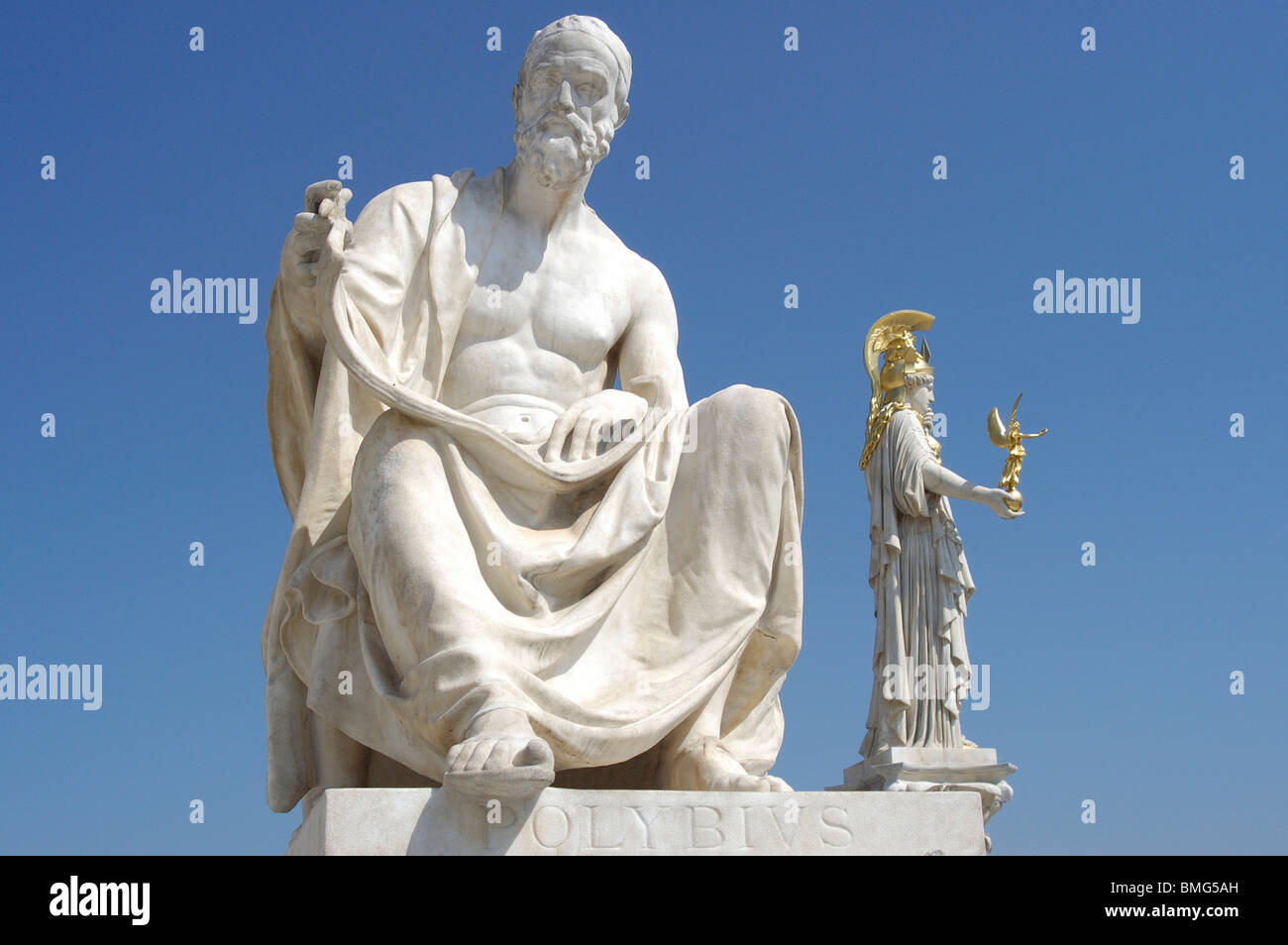 Dettaglio di figura al Parlamento - Vienna Pallas Athena filosofo Foto Stock