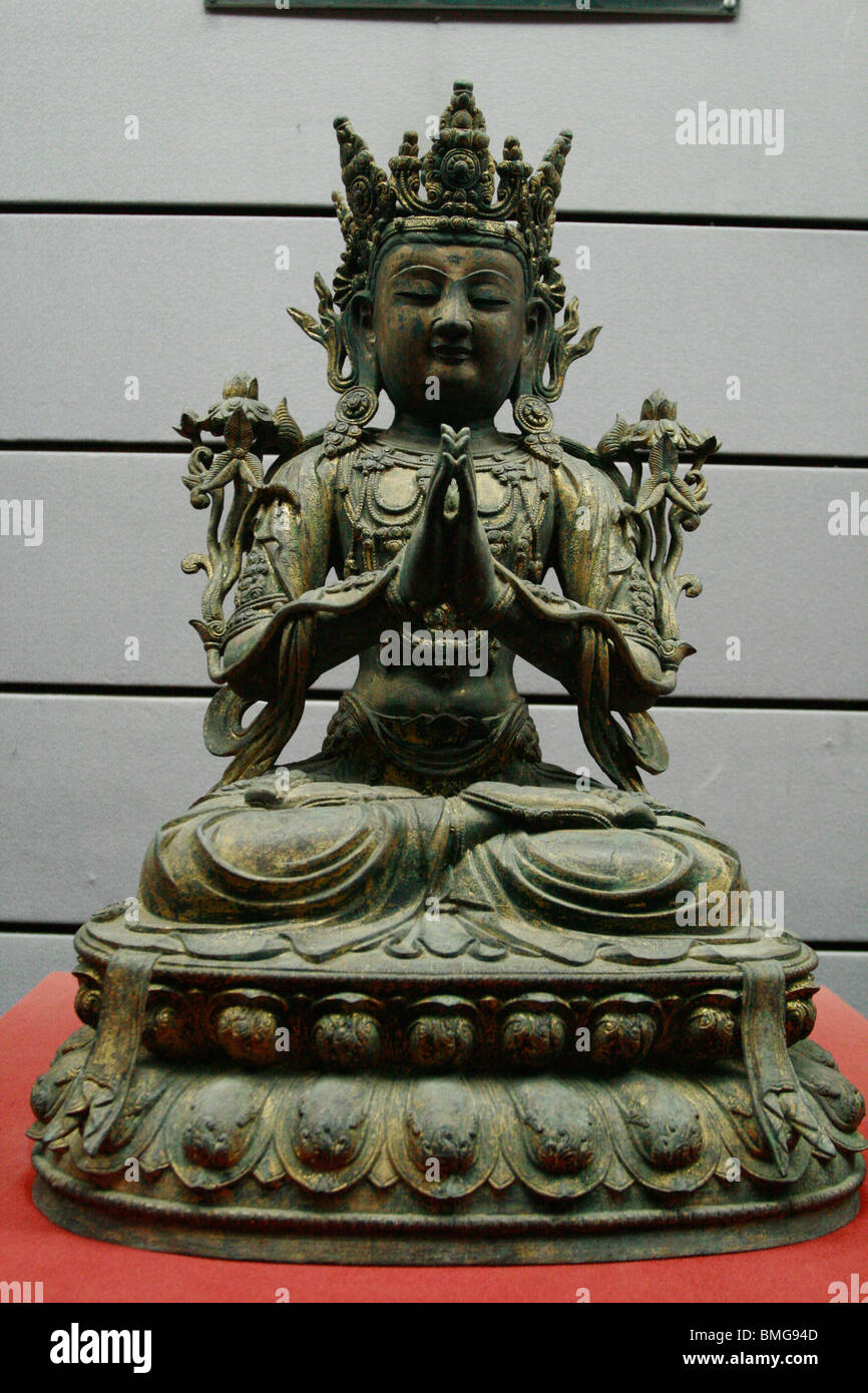 Manjushri statua del Buddha esposti nel Museo Storico di Shaanxi, Xi'an, Shaanxi Province, Cina Foto Stock