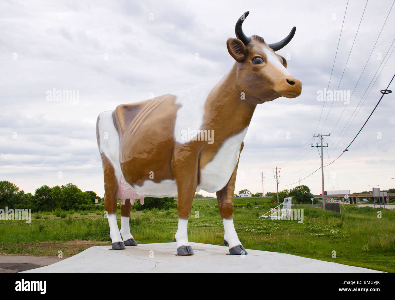 Mucca gigantesca statua in Janesville Wisconsin Foto Stock