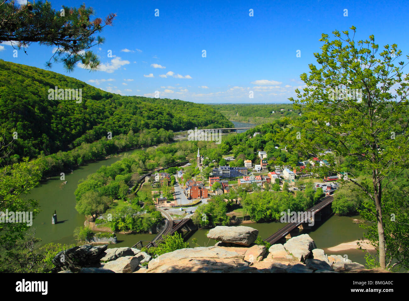 Vista dal Maryland Heights, harpers Ferry, West Virginia Foto Stock