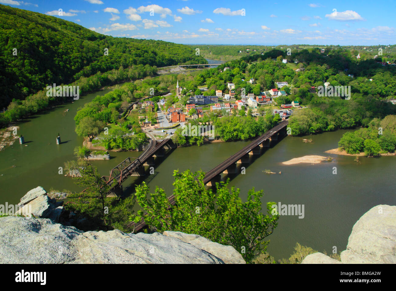 Vista dal Maryland Heights, harpers Ferry, West Virginia Foto Stock
