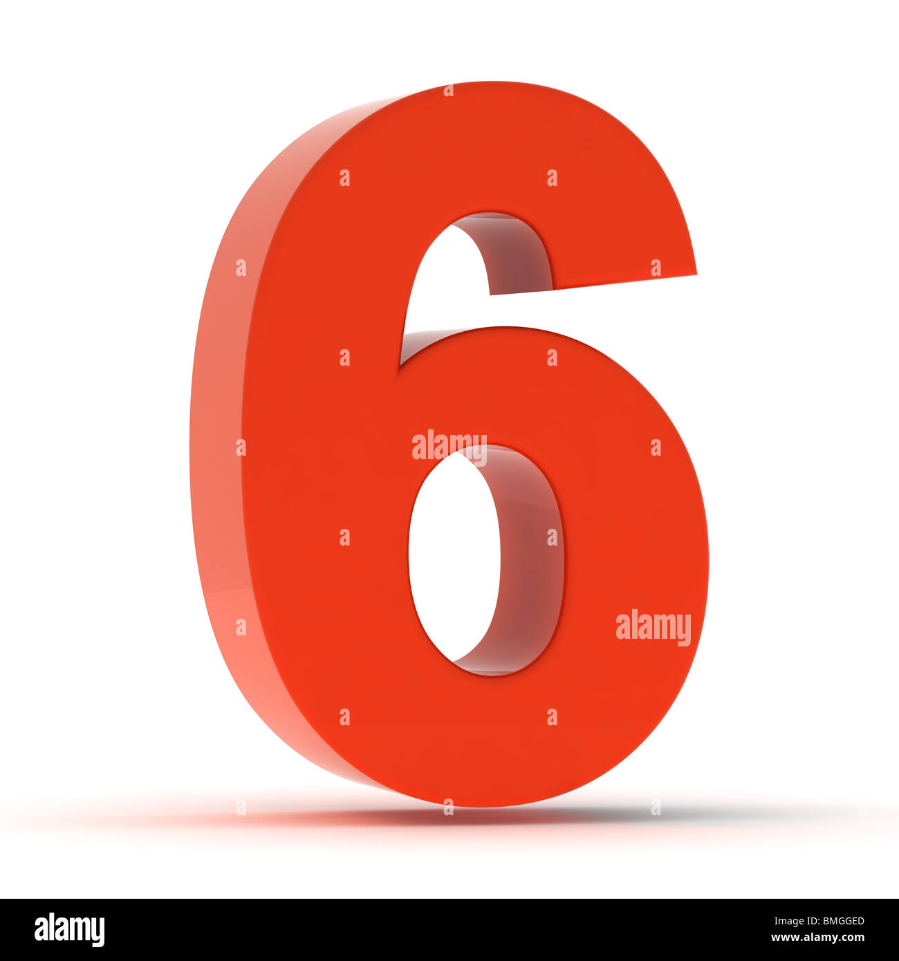 Il numero 6 - in plastica rosso Foto Stock