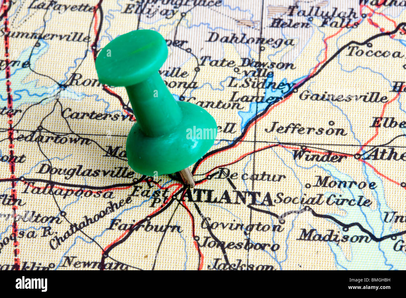 Atlanta su una mappa da 1963 Foto Stock