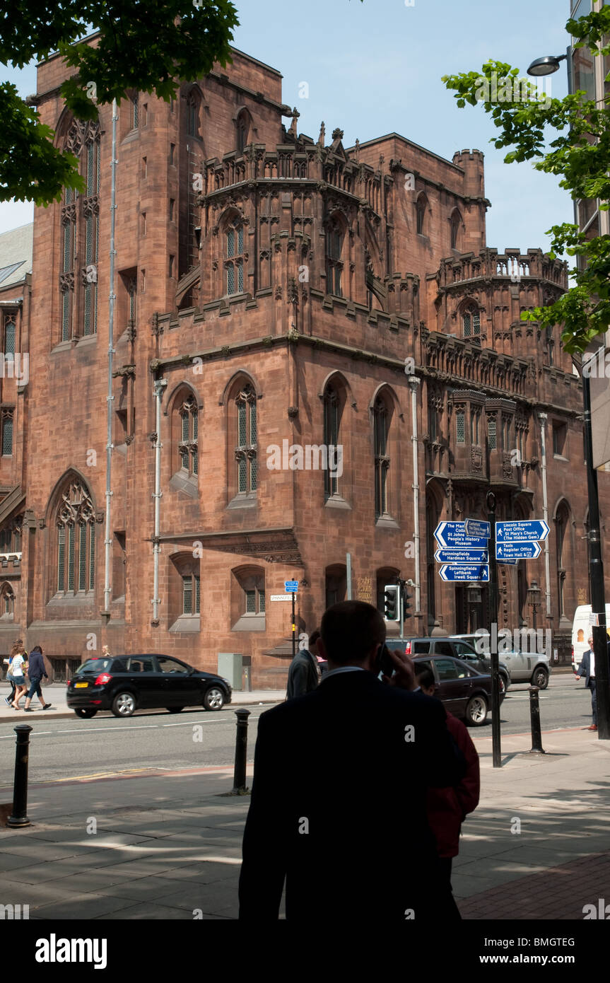 John Rylands Library,Deansgate, Manchester, UK.gotico vittoriano dall'architetto Basil Champneys.aperto 1900 Foto Stock