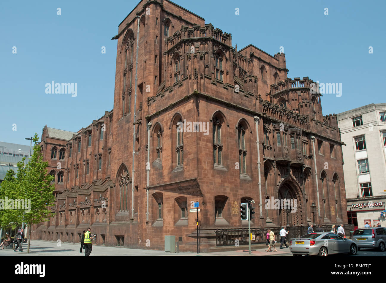 John Rylands Library,Deansgate, Manchester, UK.gotico vittoriano dall'architetto Basil Champneys,inaugurato nel 1900. Foto Stock