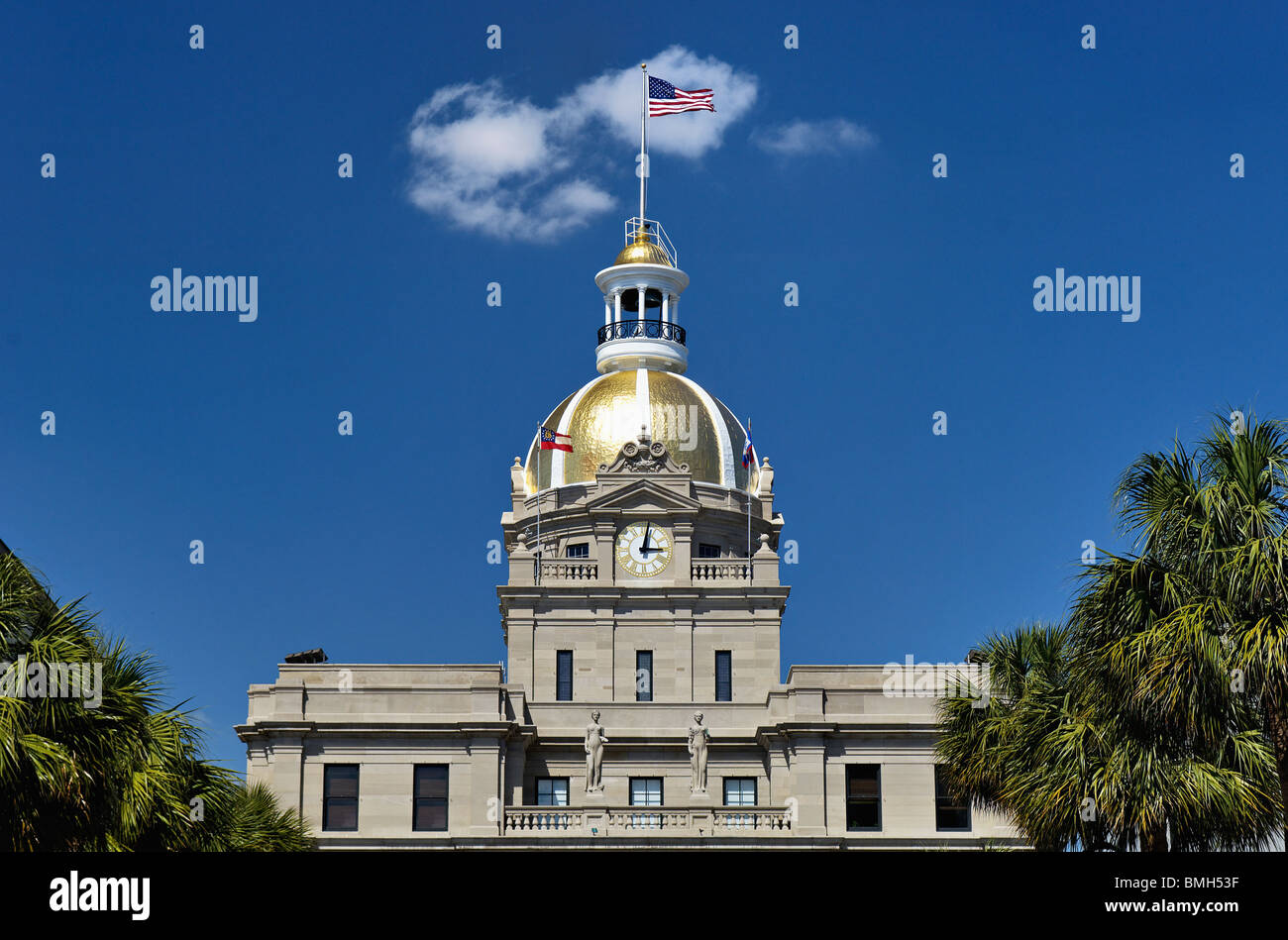 Gold Dome di Savannah City Hall di Savannah, Georgia Foto Stock