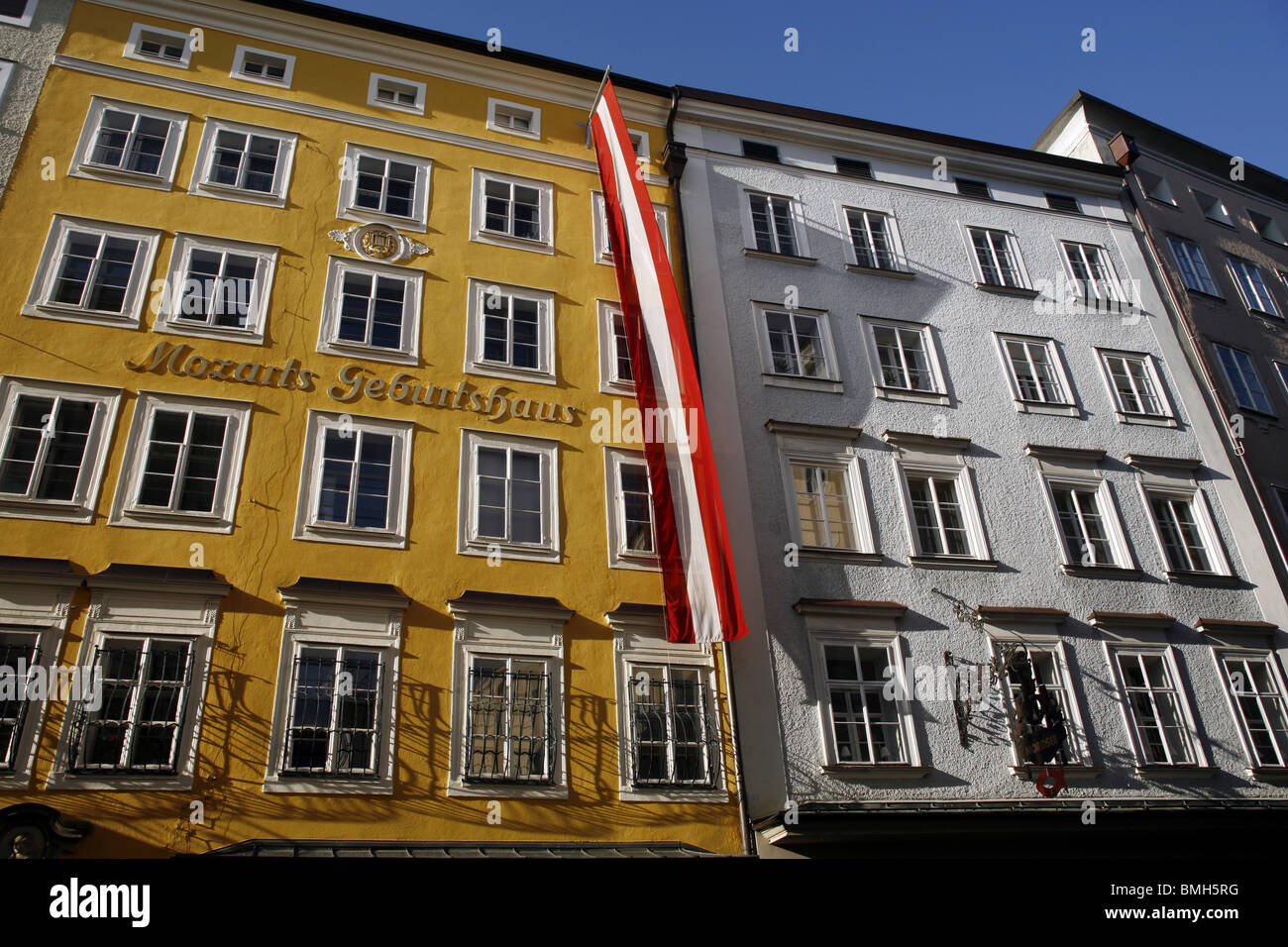 La casa dove nacque Mozart nel 1756, Salisburgo, Austria Foto Stock