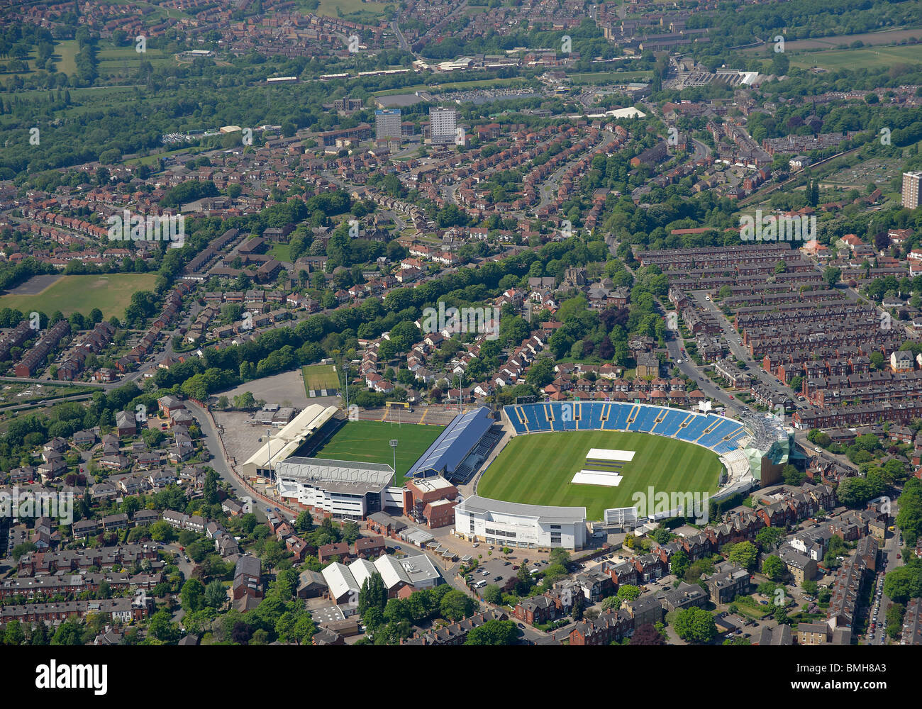 Headingley e il Cricket Stadium, Leeds, West Yorkshire, nell'Inghilterra del Nord Foto Stock