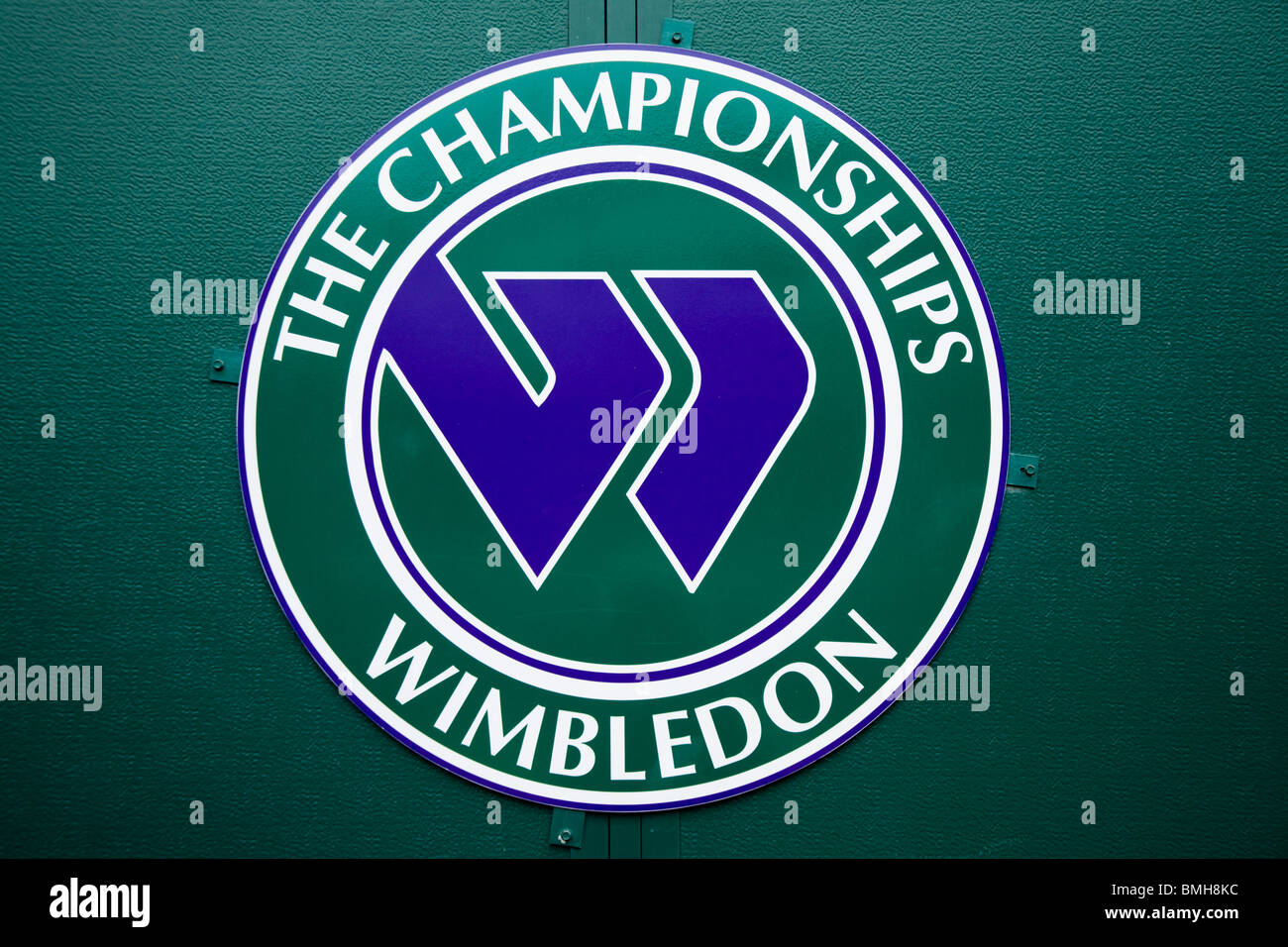 Wimbledon Tennis Championship logo / Grafica / Insignia / corporate identity alla Wimbledon Tennis massa. Regno Unito. Foto Stock