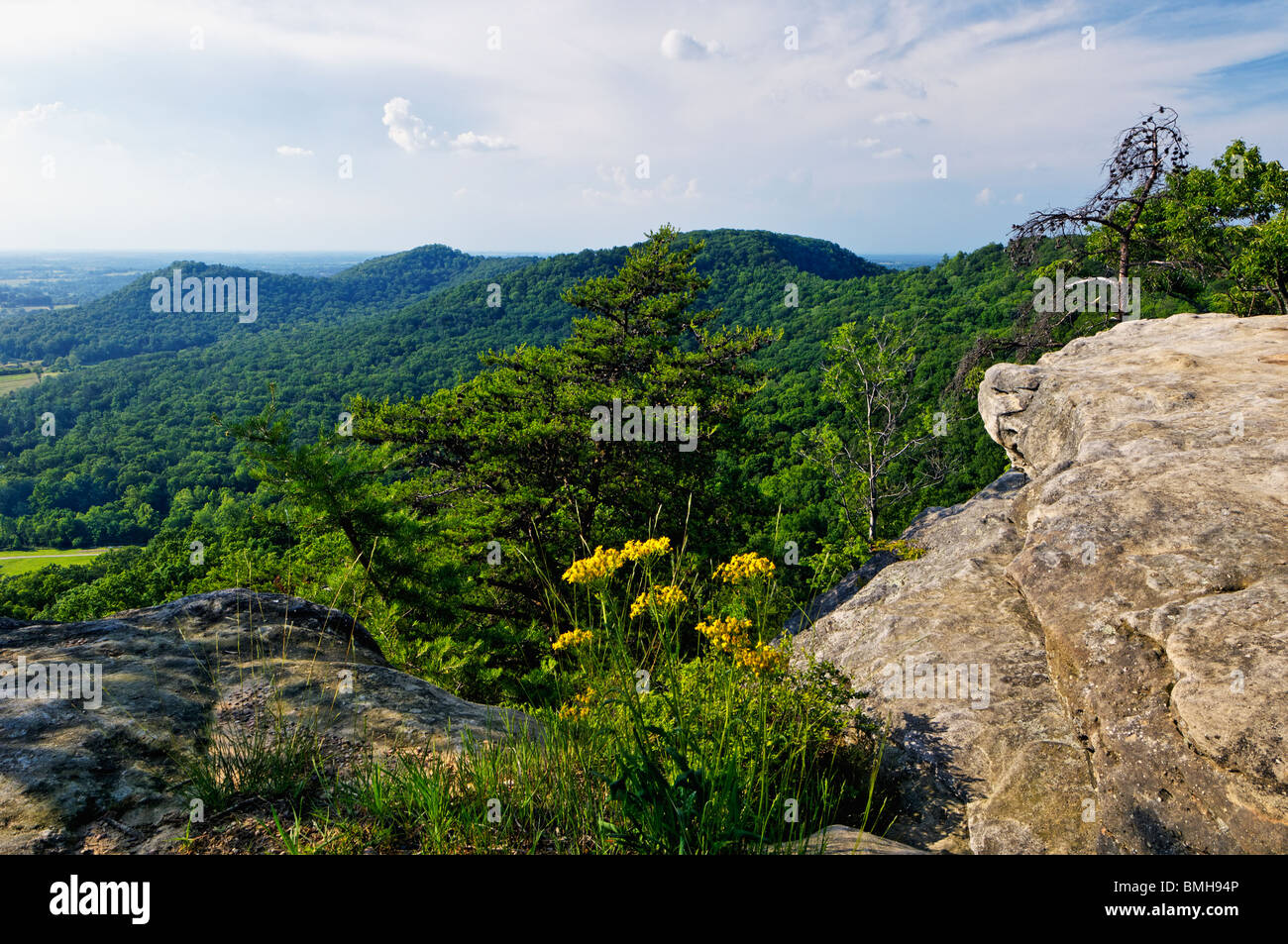 Vista da Fort indiano Lookout in Berea College foresta in Madison County, Kentucky Foto Stock