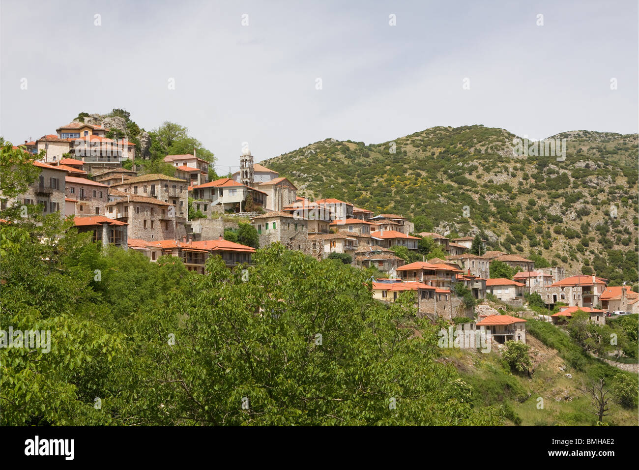 La pittoresca cittadina storica di Dimitsana, nel sud della Grecia (Peloponneso area) Foto Stock