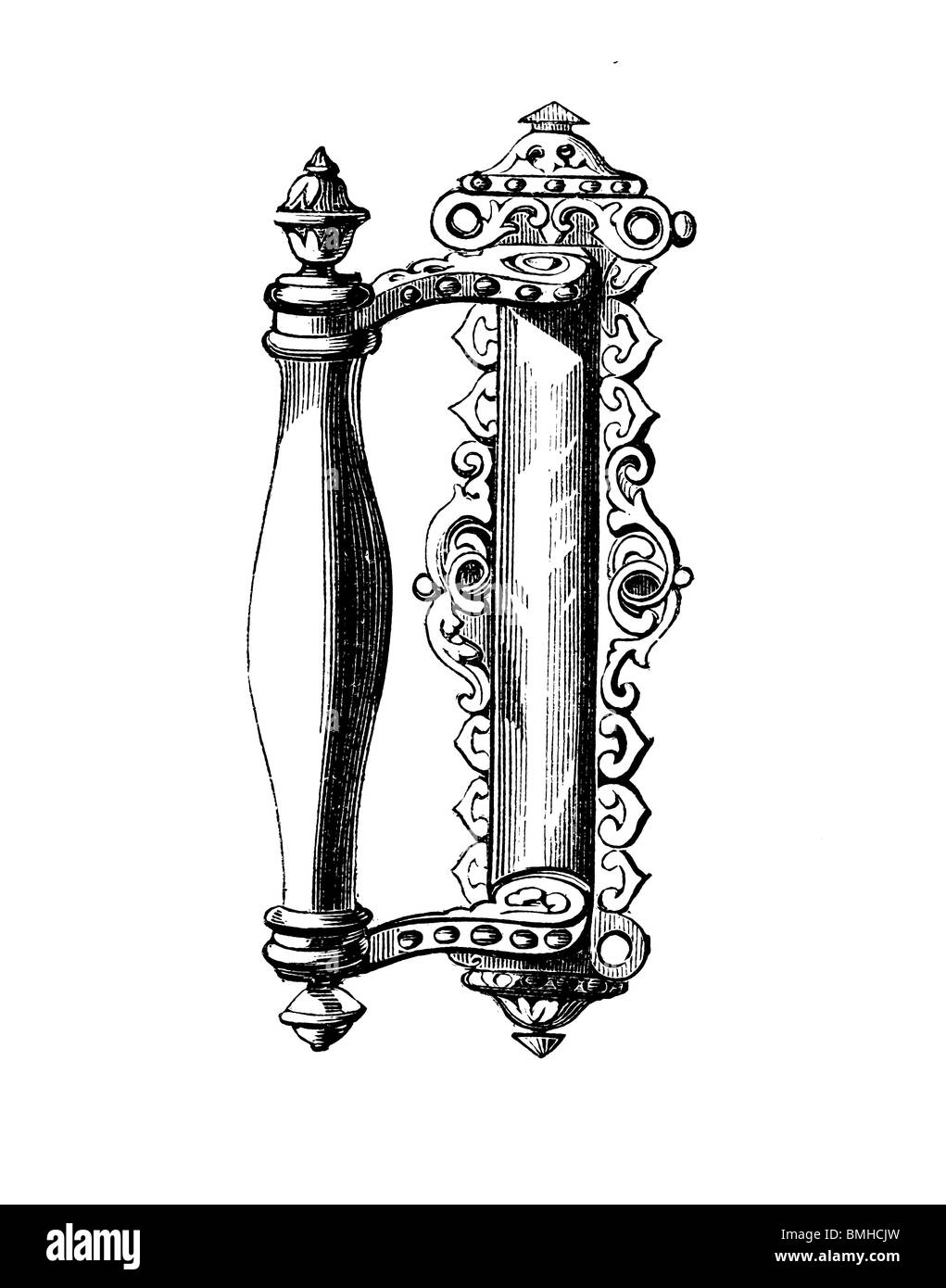 In bianco e nero di taglio per incisione fuori isolato su bianco. Illustrazione di un oggetto d'arte esposta presso la grande esposizione di Londra 1851. Foto Stock