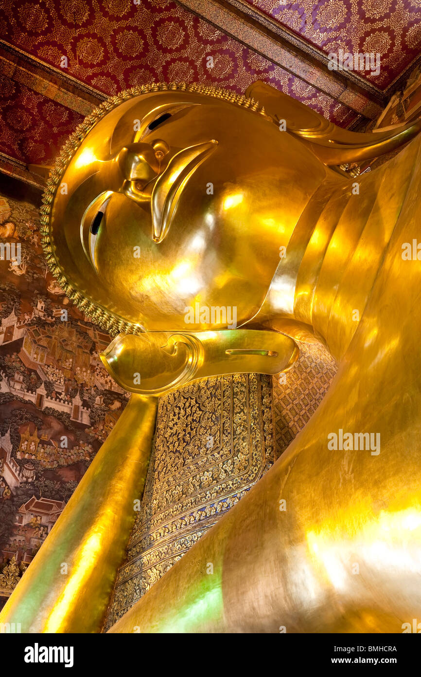 Wat Pho, Buddha Reclinato, Bangkok, Thailandia, Sud-est asiatico Foto Stock