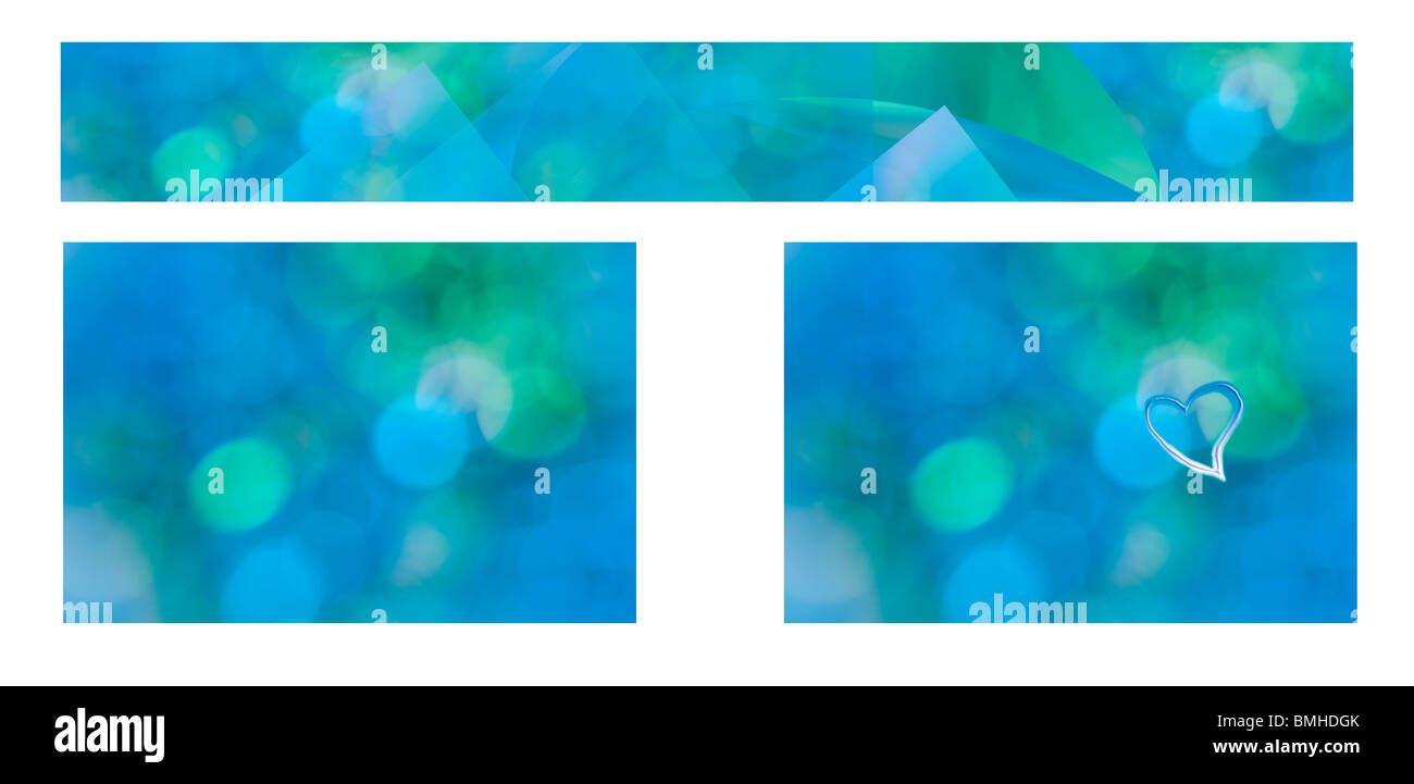 Impostare verde blu aqua sfondo astratto panorama web banner sfondi computer modello di cerchio triangolo spazio copia cuore grunge Foto Stock