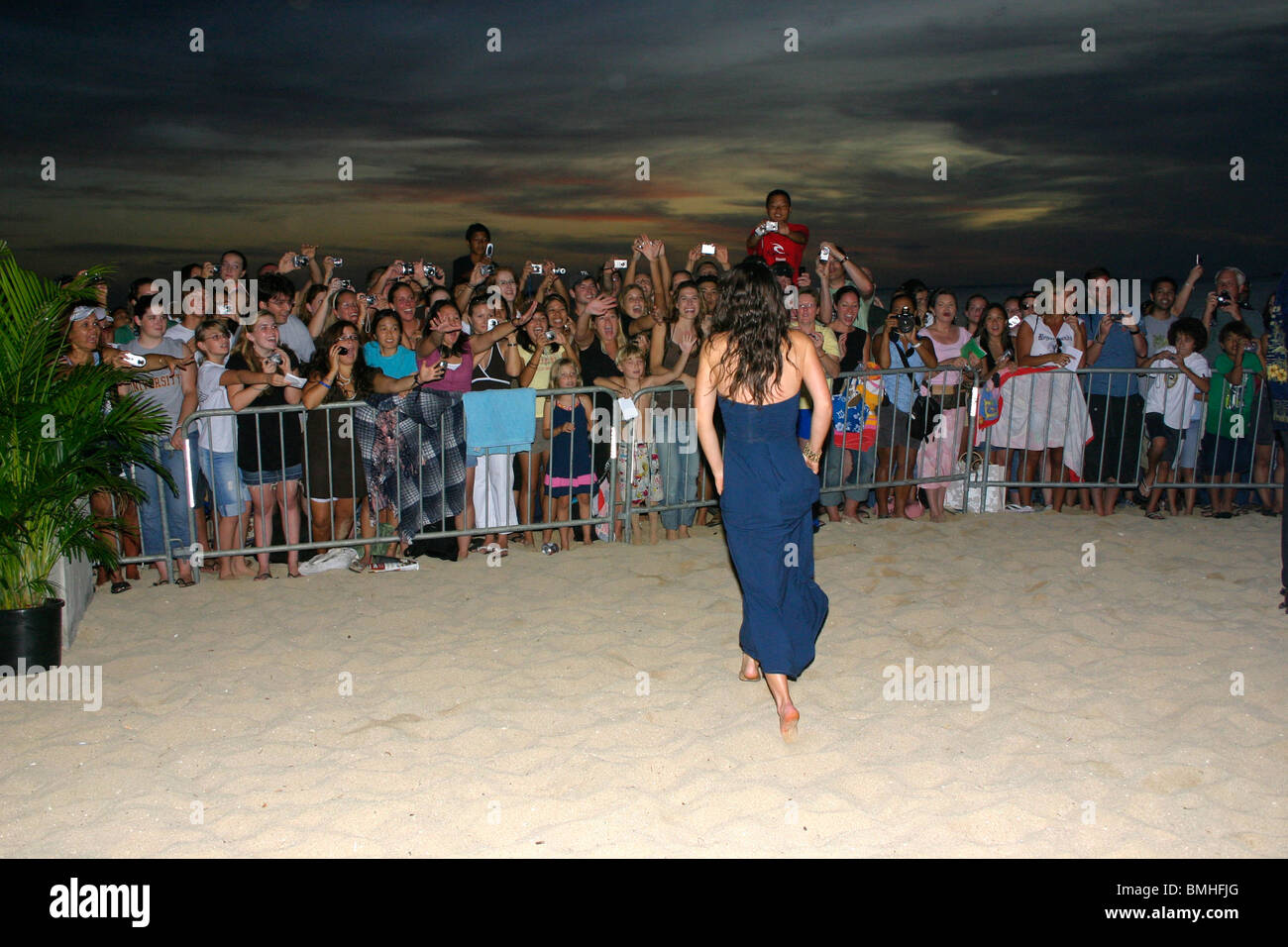 Evangeline Lilly e ventole premiere mondiale di perdita di Waikiki di Oahu, Hawaii Foto Stock