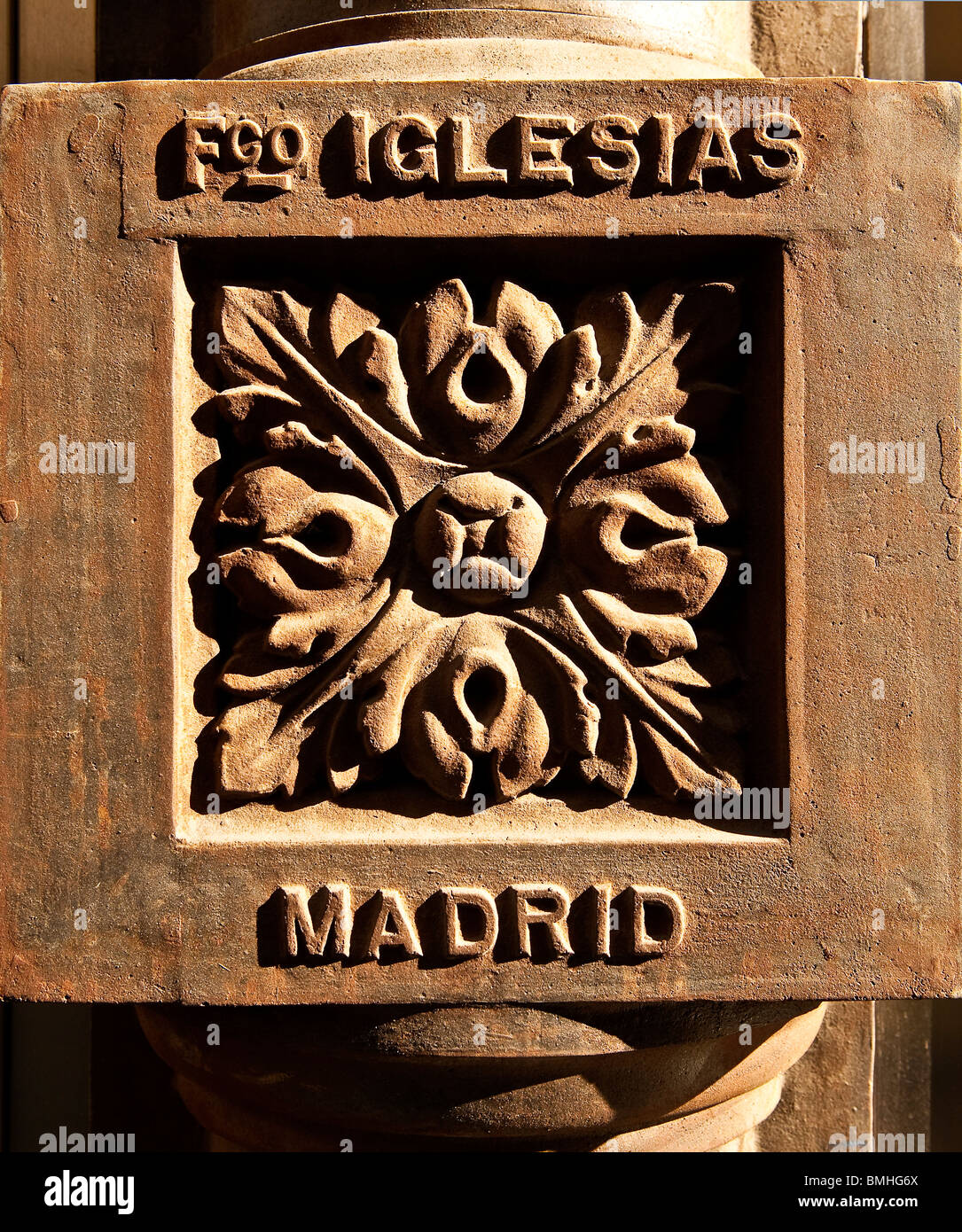Tubo di acqua di dettaglio della piastrella, Madrid, Spagna Foto Stock