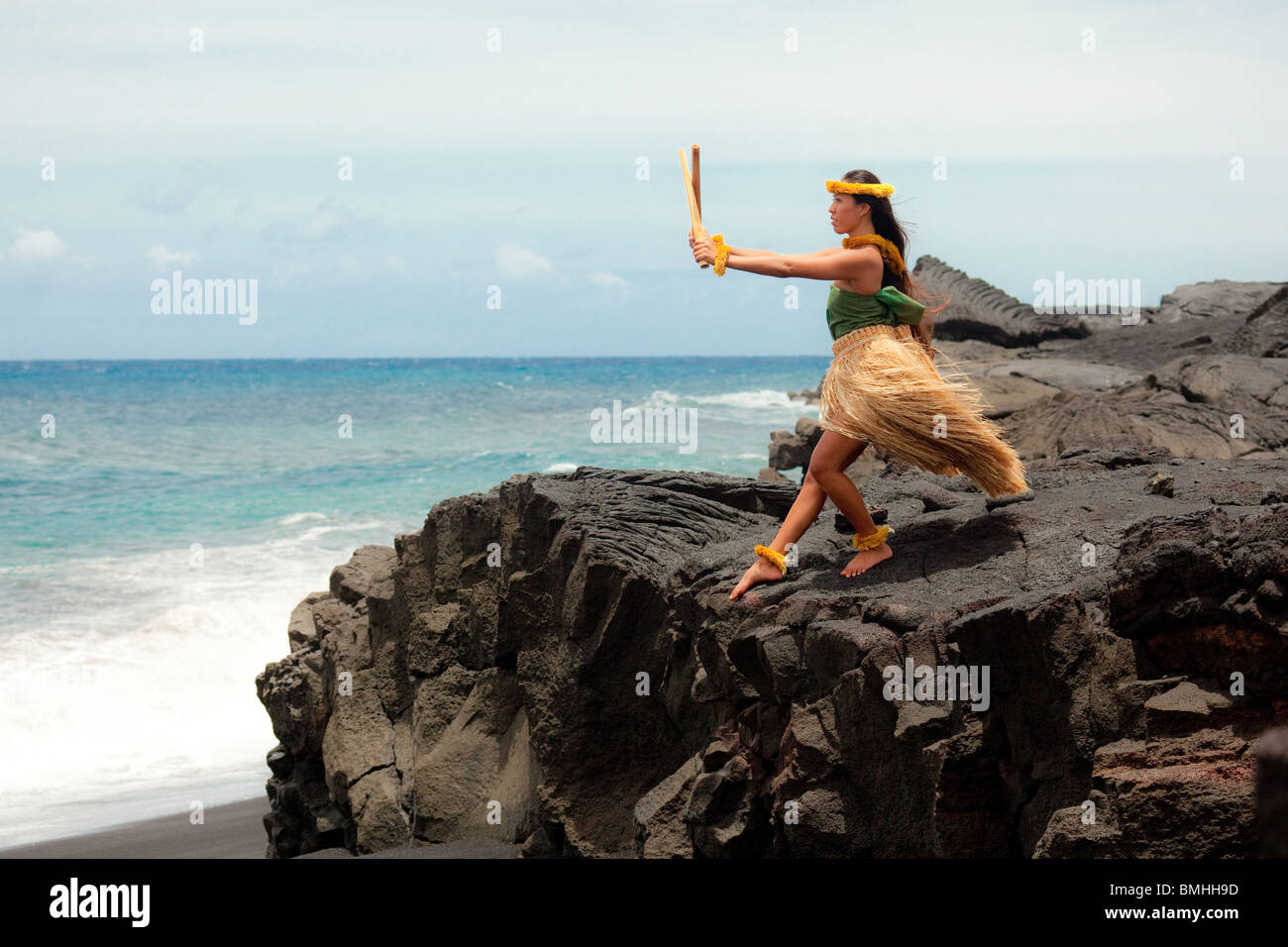 Femmina di hula Hawaiana ballerina Foto Stock