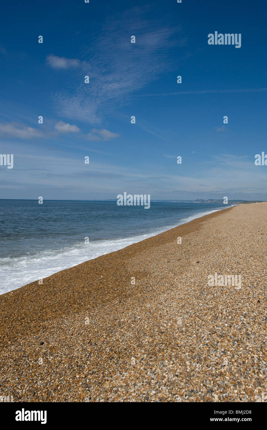 Chesil Beach in Dorset, Regno Unito - giorno di giugno. Foto Stock