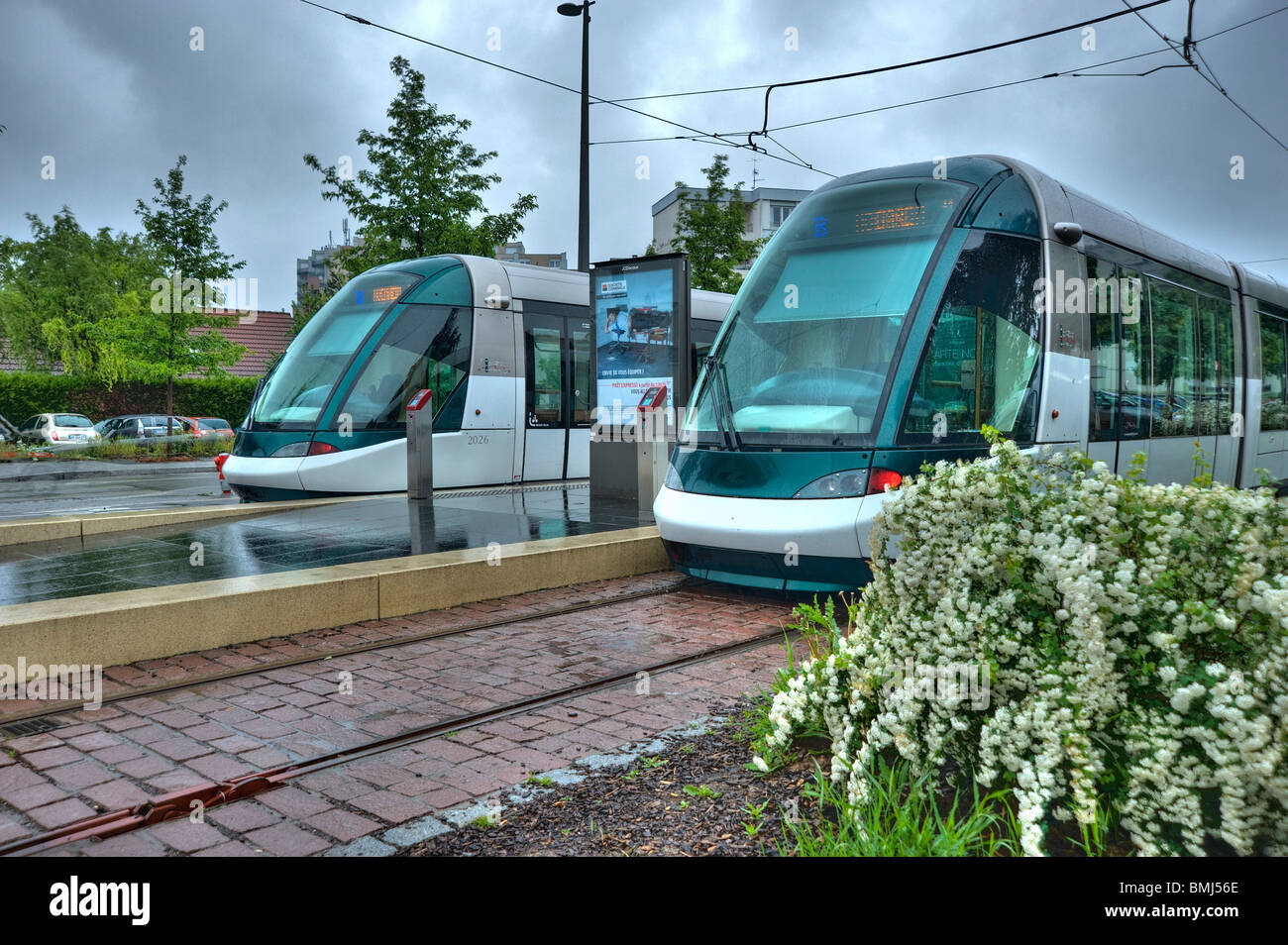 Sessione plenaria a Strasburgo dal tram, Haltestelle Tiergaertel - Strasburgo, tram, il Terminus Tiergaertel Foto Stock