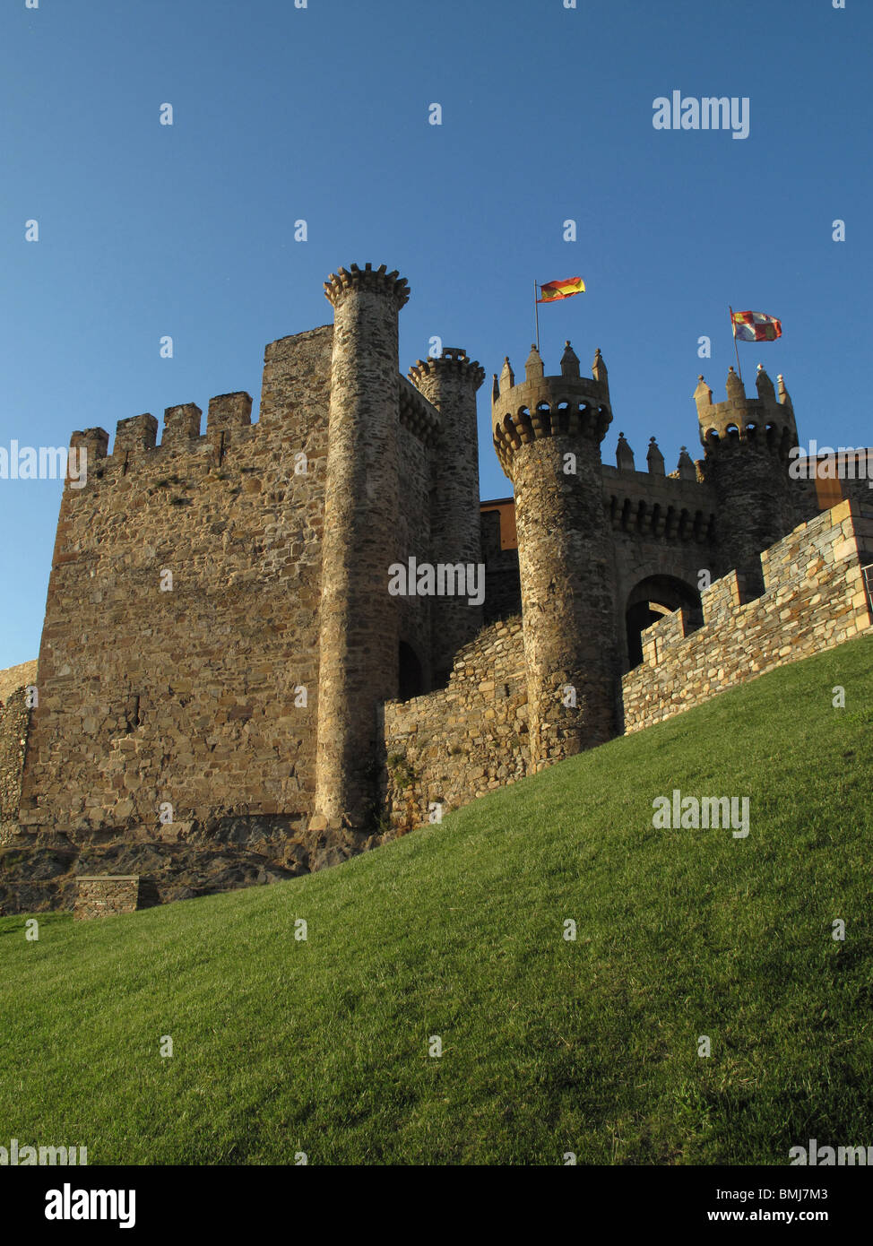 Castello dei Templari a Ponferrada. El Bierzo area. Provincia di León. Spagna. Modo di St James. Foto Stock