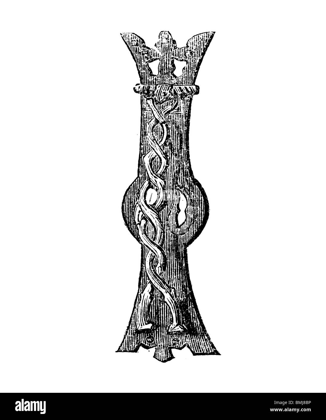 In bianco e nero di taglio per incisione fuori isolato su bianco. Illustrazione di un oggetto d'arte esposta presso la grande esposizione di Londra 1851. Foto Stock