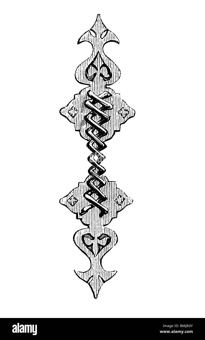 In bianco e nero di taglio per incisione fuori isolato su bianco. Illustrazione di un oggetto d'arte esposta presso la grande esposizione di Londra 1851. Foto Stock