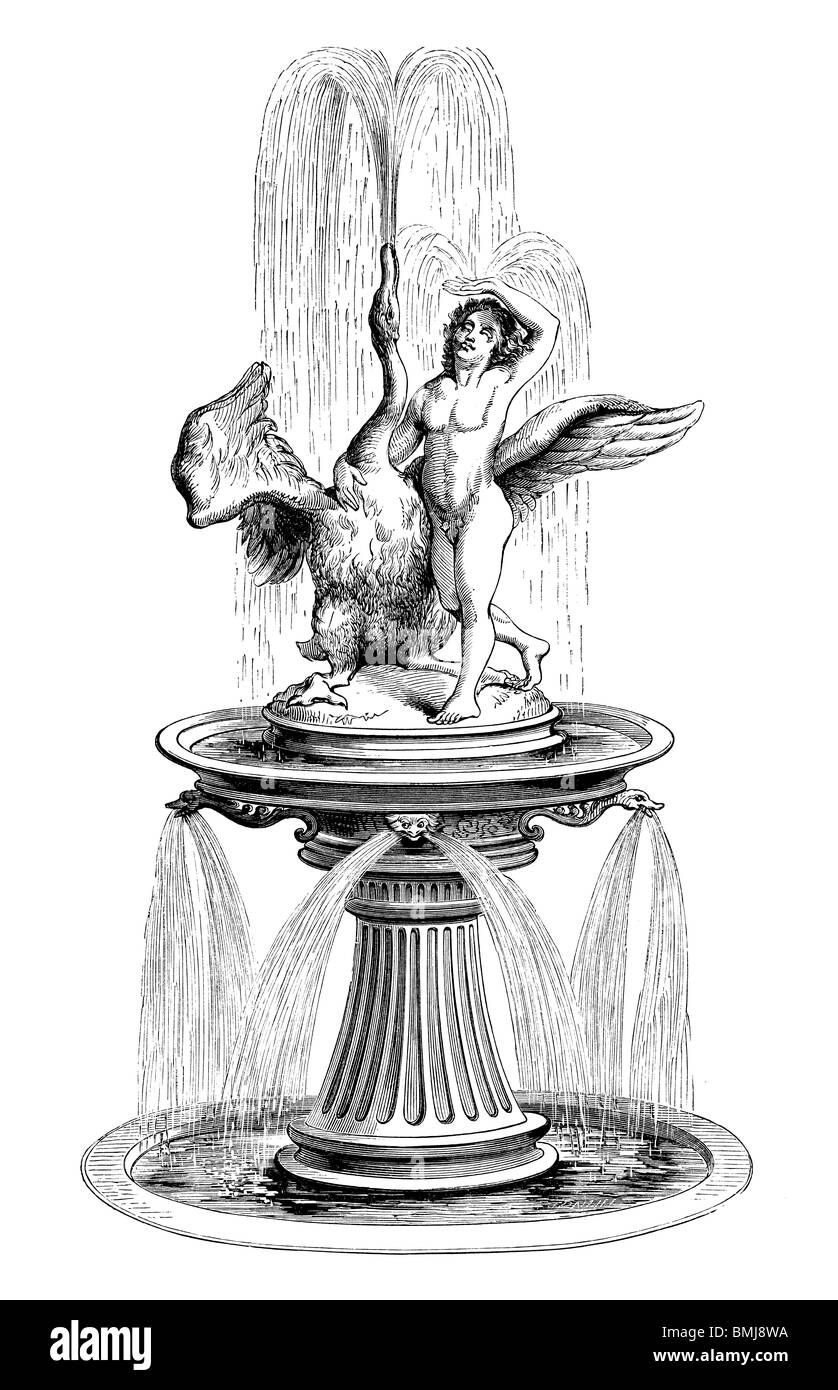 In bianco e nero di taglio per incisione fuori isolato su bianco. Illustrazione di un oggetto d'arte esposta presso la grande esposizione di Londra 1851. Foto Stock