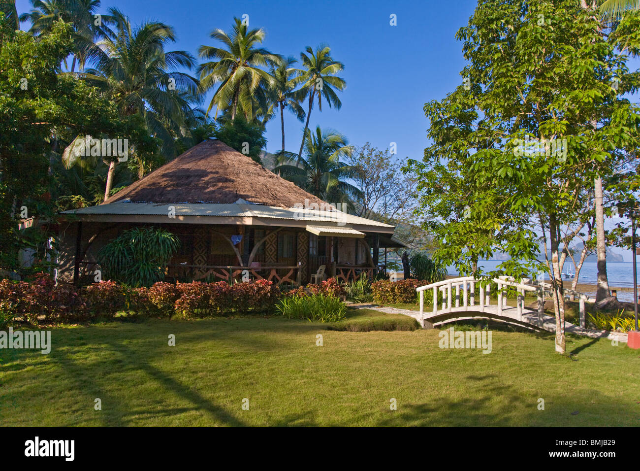 Beach Front bungalow in EL NIDO - isola di Palawan, Filippine Foto Stock