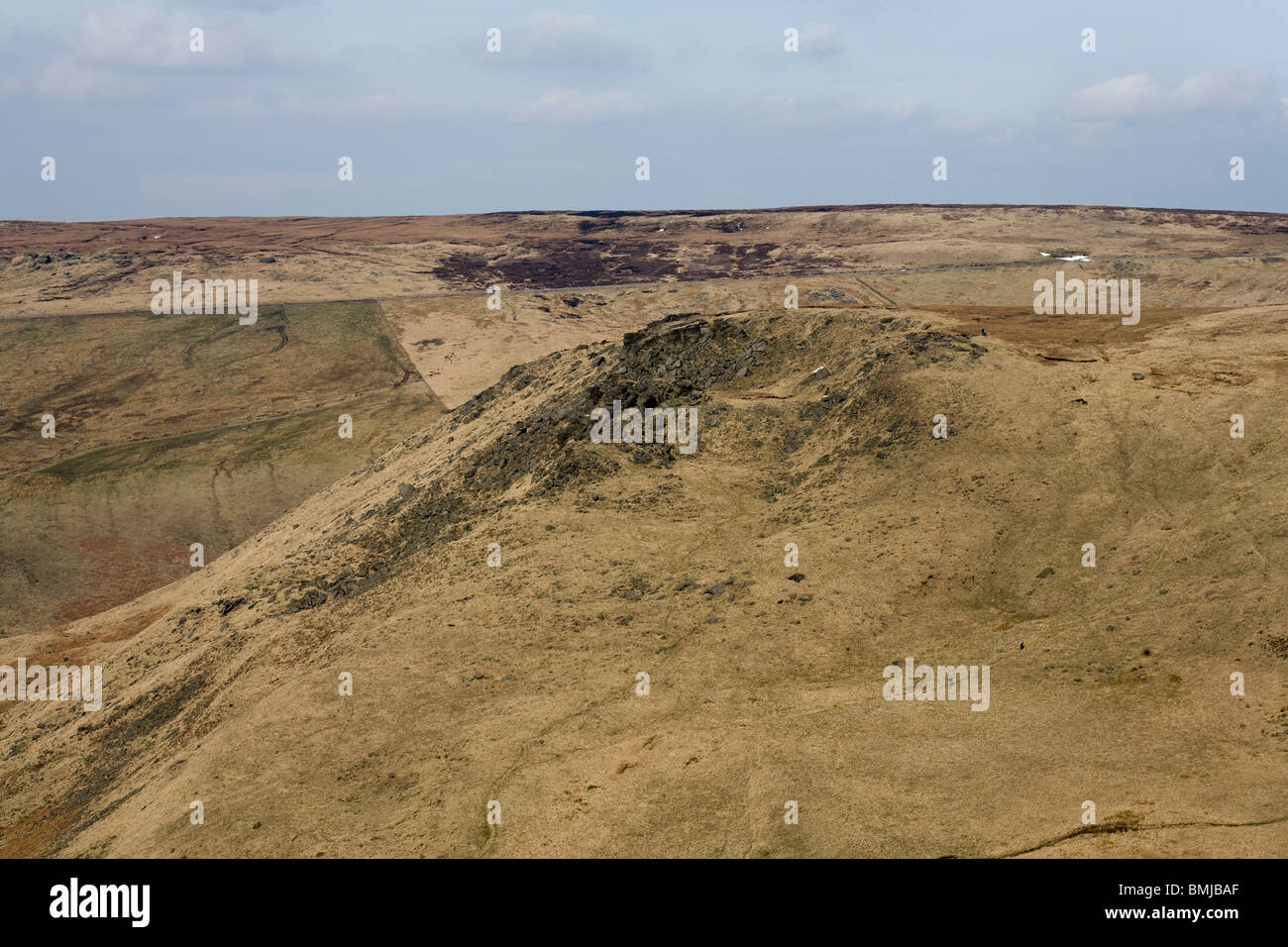 Saddleworth Moor dalla colomba muschio di pietra sopra pietra Colomba serbatoio Greenfield Lancashire Inghilterra inverno Foto Stock