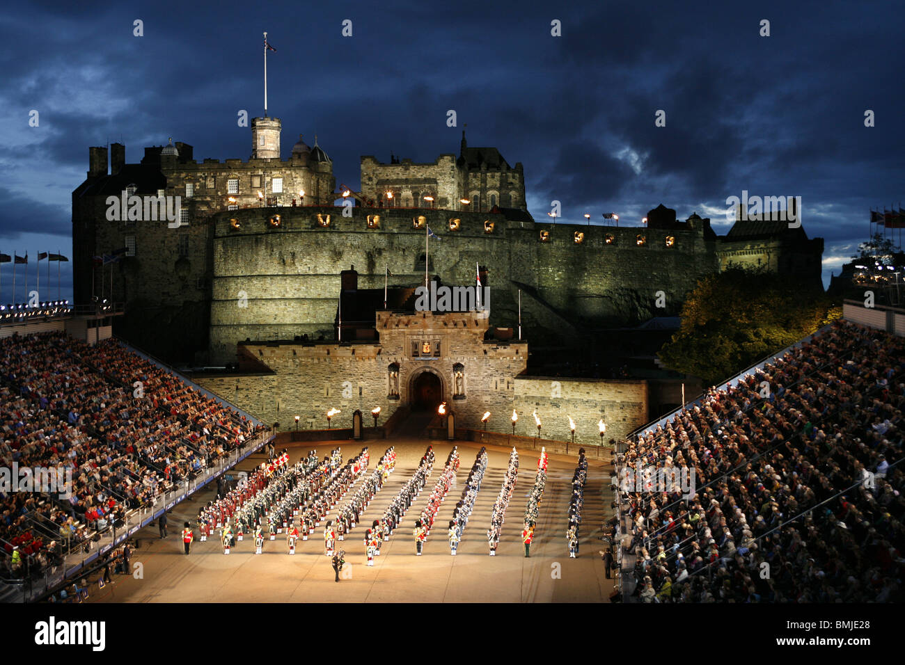 Edinburgh Tattoo militare, il Castello di Edimburgo, Edimburgo, Scozia Foto Stock