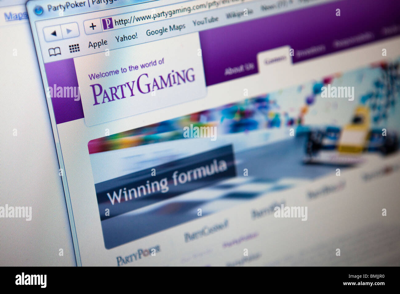 Close up di un monitor di computer / lo schermo che mostra la parte di Gioco sito web del gioco d'azzardo Foto Stock